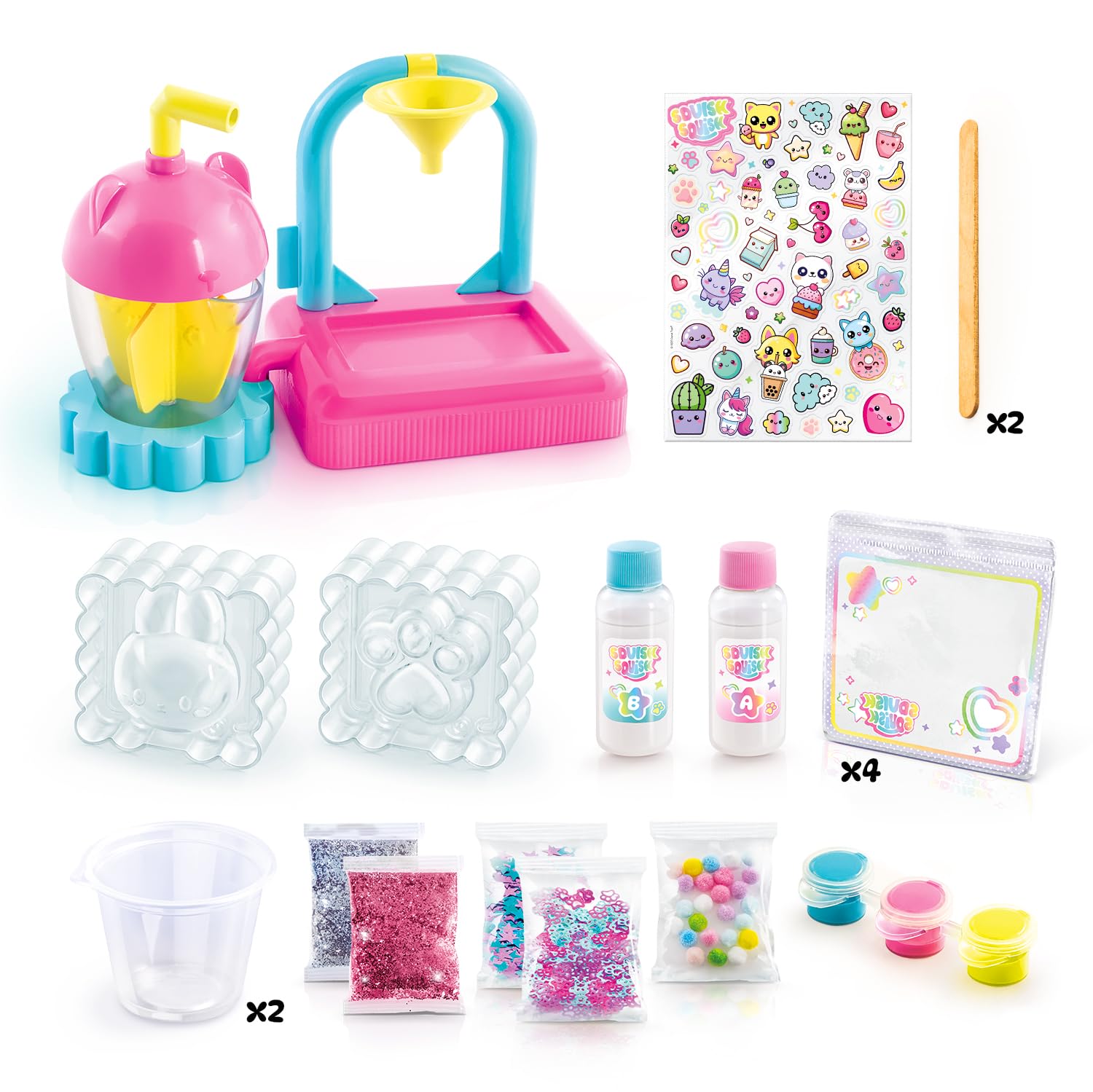 Canal Toys Squish Squish Squishy Factory – CREA TES Squishy Todo Esponjoso y Colorido – Añade Lentejuelas y personalizaciones – Idea de Regalo para niños a Partir de 6 años – Ocio Creativo – SQI 001