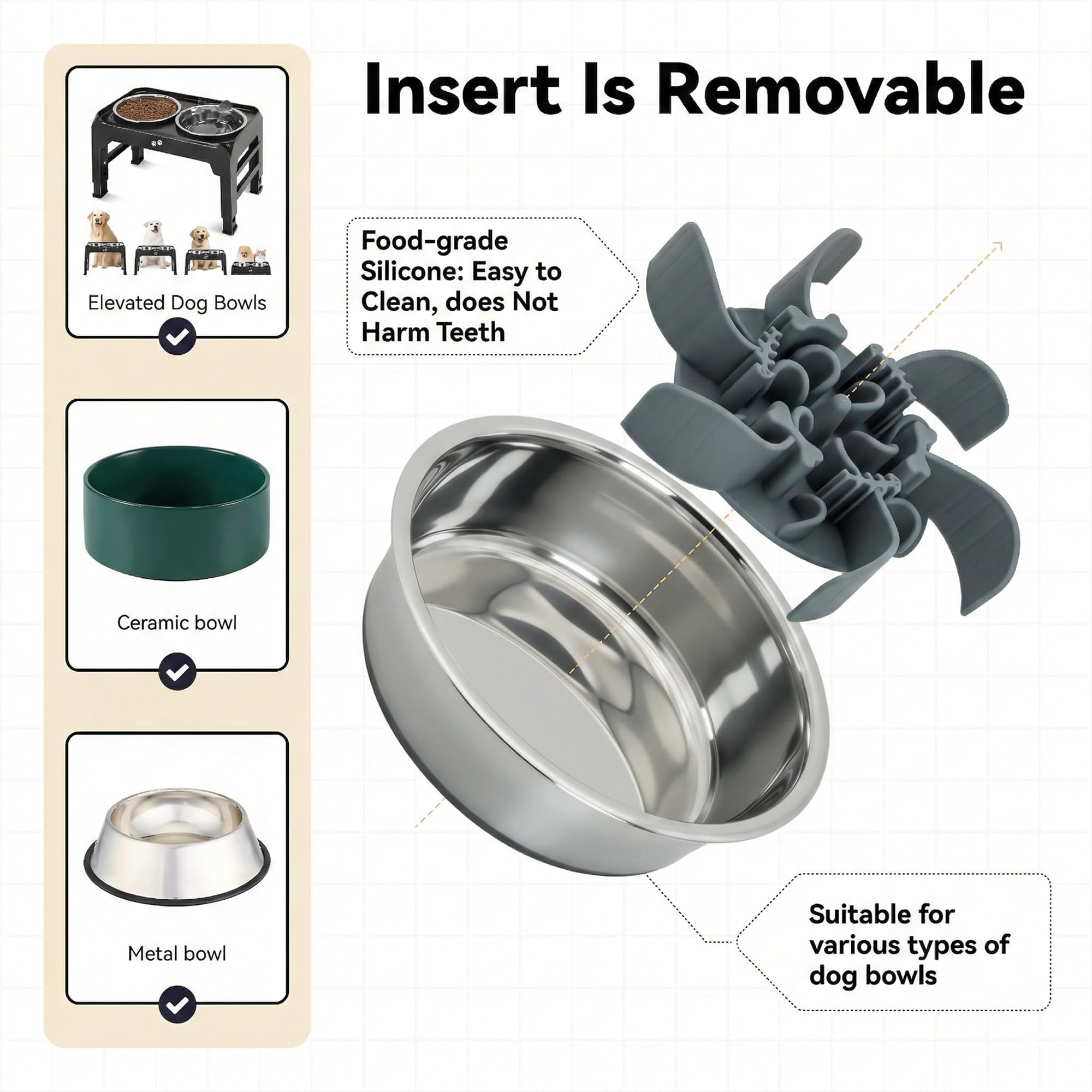 Slow Feeder Insert for 4.5"-7" Dog Bowl, Cuttable Silicone Maze with Suction Cups, Anti-Gulping Slow Eating Mat, Dishwasher Safe - image 4