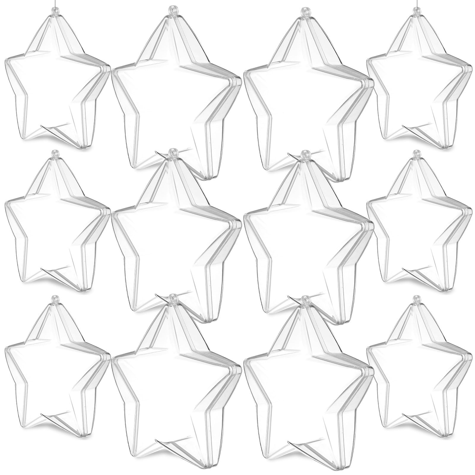 HOMSFOU Stelle Natalizie Ornamenti a Forma di Stella 20 Riempibili in Plastica Trasparente Pezzi per Decorazioni Feste e Ristoranti per Dolcetti e Piccoli Oggetti