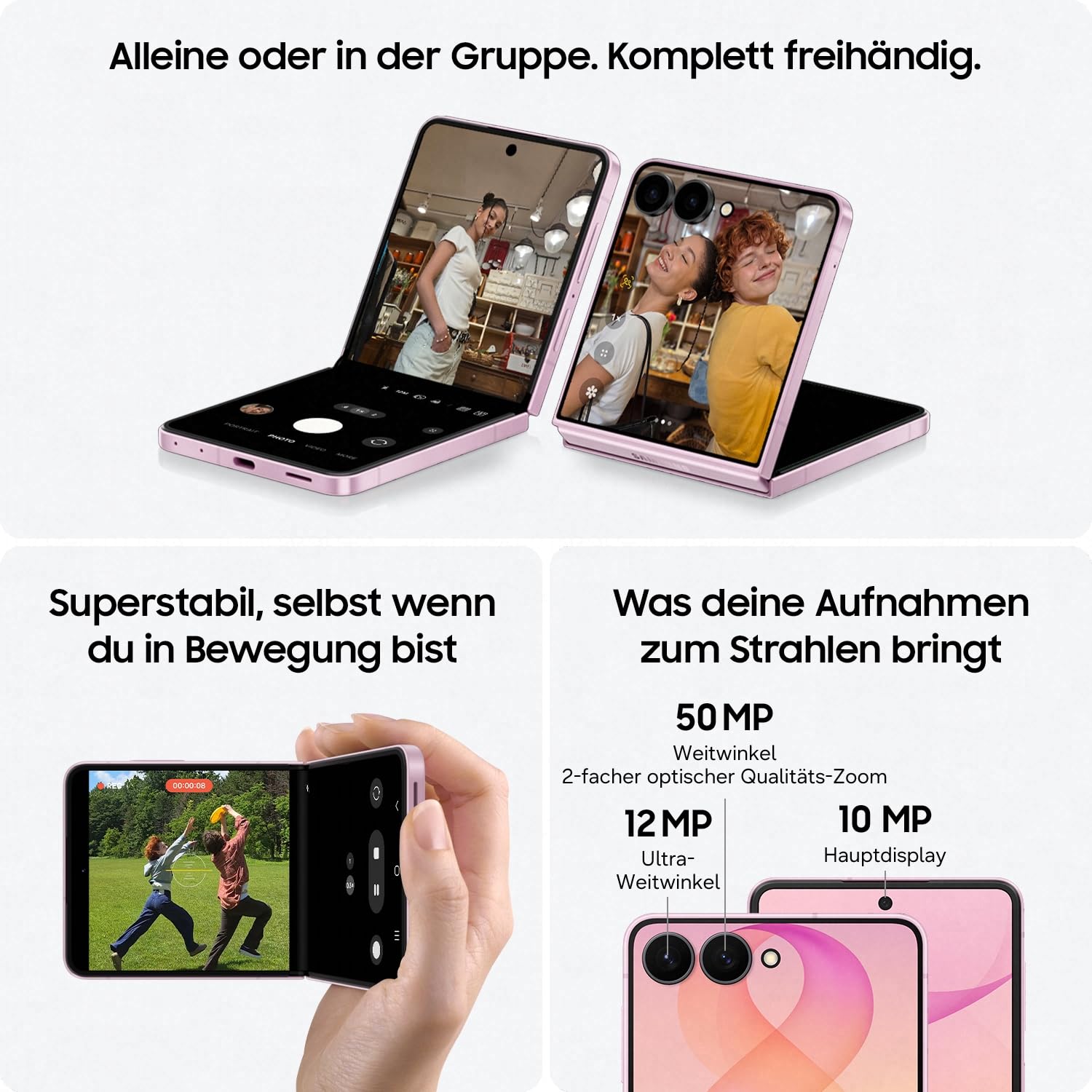 Samsung Galaxy Z Flip8 AI Smartphone, 256 GB Speicher, 12 GB RAM, Cream | Android Handy, 50 MP Kamera, Freihand-Selfies, 4300 mAh Akku, Now Brief, 3 Jahre Herstellergarantie [Exklusiv auf Amazon]