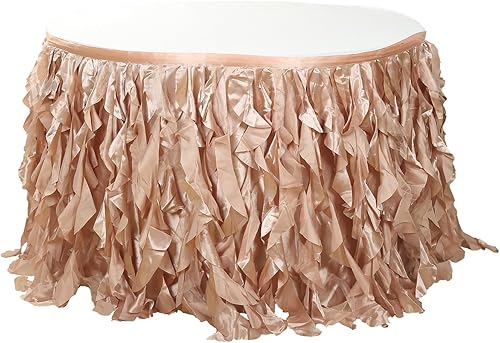 Miniatura 9 de Efavormart - Falda de mesa de tafetán de sauce rizado de 14 pies