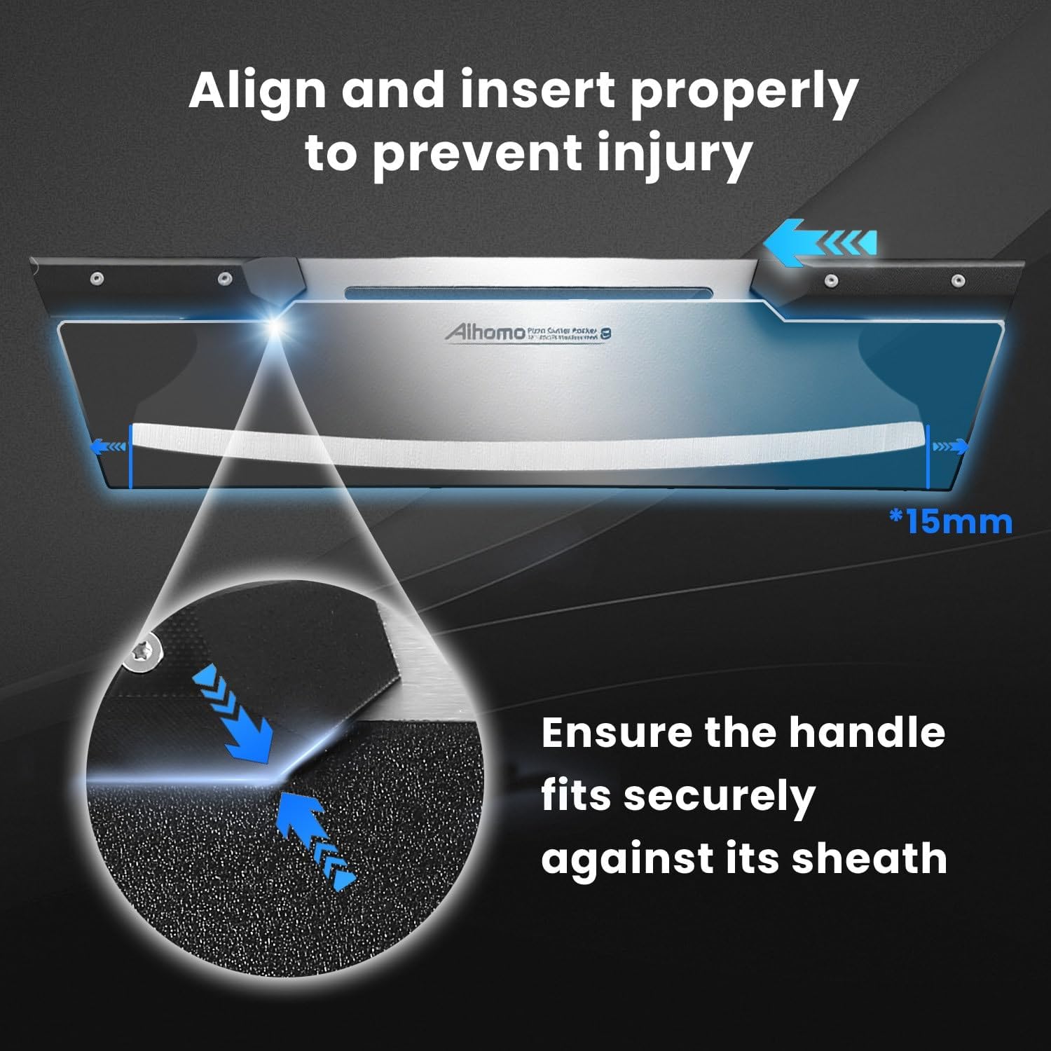 13 Inch Pizza Cutter Rocker Blade, Sharp Pizza Rocker Knife 420J1 Japanese Stainless Steel, Dishwasher Safe Pizza Cutter Slicer with Protective Cover, Multipurpose for Pizza, Cheese, Cake