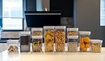 Amazon Basics Food Storage Containers with Lids, 10-Piece Square Set, Airtight Kitchen Pantry Organizers, Clear Plastic