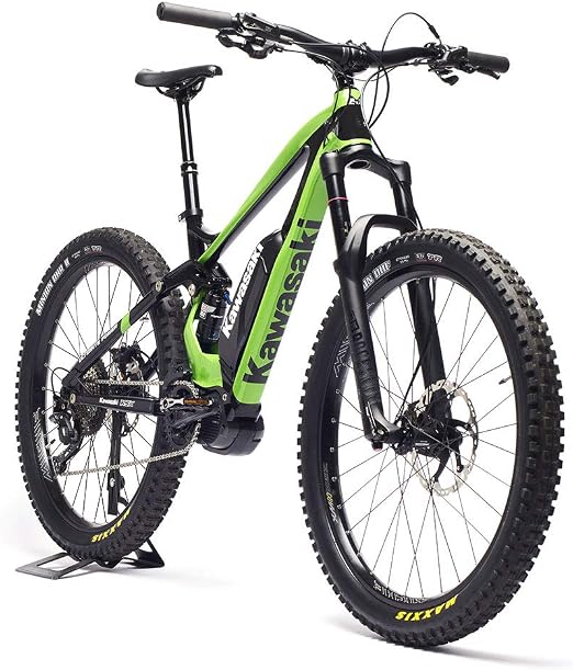 Kawasaki Bicicletta elettrica per adulti Full Suspension, verde, M : Sport  e tempo libero