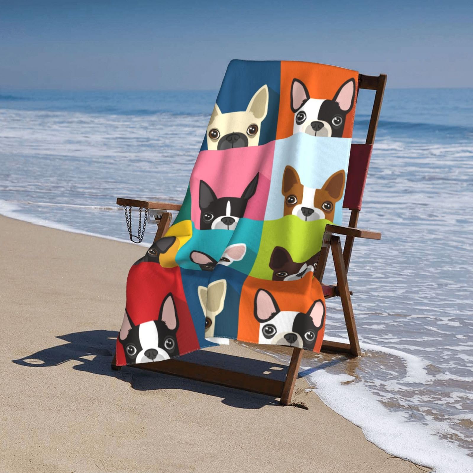 Telo Mare In Microfibra VOOHDDY Boston Terrier - Asciugamano Grande 132x81 Cm, Morbido E Ad Asciugatura Rapida - Perfetto Per Spiaggia, Piscina, Viaggi E Sport
