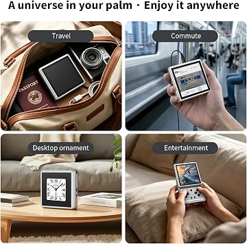 RG Rotate Retro Handheld Game Console Android 12 Gaming Handheld 3.5-inch IPS 8735 ROMs Ready to Play Swivel Touchscreen WiFi Bluetooth Gaming Device Earphone Bonus Bundle (Aurora Silver-128GB)
