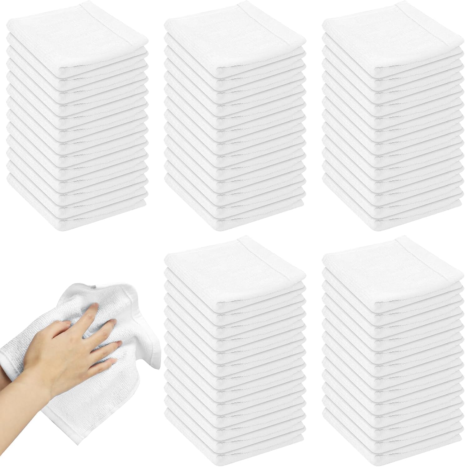 60er Set Waschlappen Weiß Baumwolle – 25x25 cm Gästehandtücher Saugfähig & Weich – Kleine Handtücher für Gesicht, Bad, Gäste-WC & Hotel – Waschtücher Körper & Gesichtstücher Waschbar