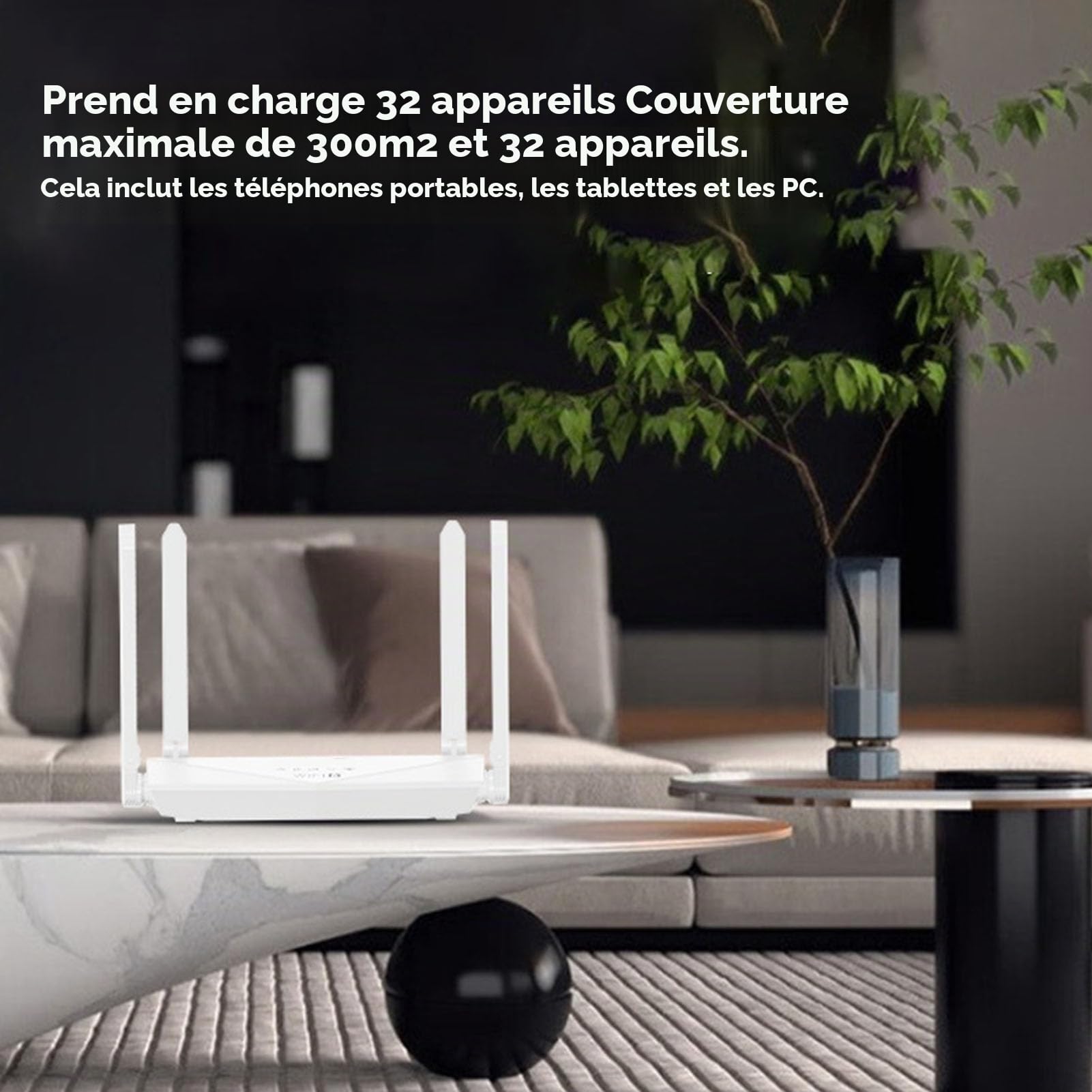 Gugxiom Routeur WiFi 6, Routeur 4G LTE CPE Wireless Wireless avec Emplacement pour Carte SIM, 6 Routeurs D'antennes pour Internet sans Fil Couverture de 300 Mbps pour Le Bureau à