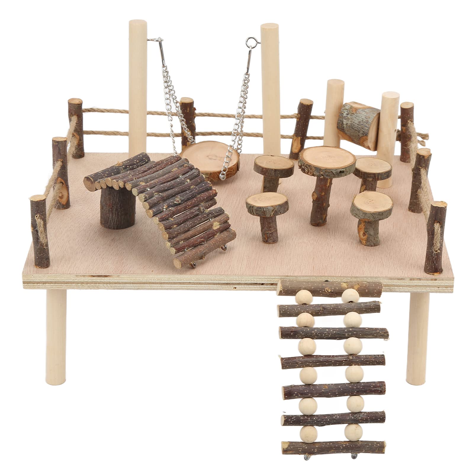 de Parque Infantil de Madera para Hámster, Juguete de Escalada para Mascotas Pequeñas, Madera Natural, Respetuoso con el Medio Ambiente, 35x26x17cm