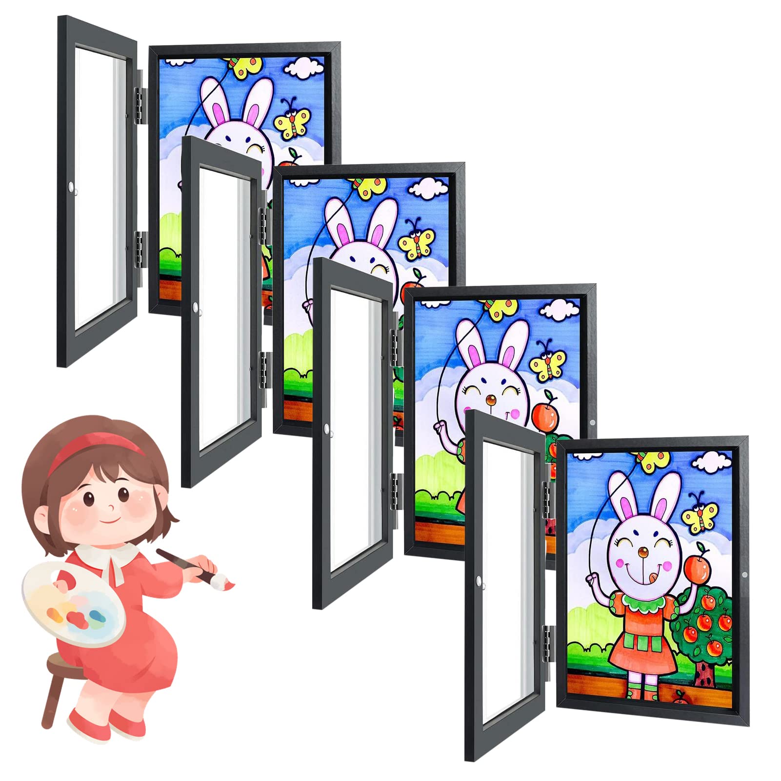 Amazon.co.jp: キッズアート額縁蝶番を付けられた写真フレームの