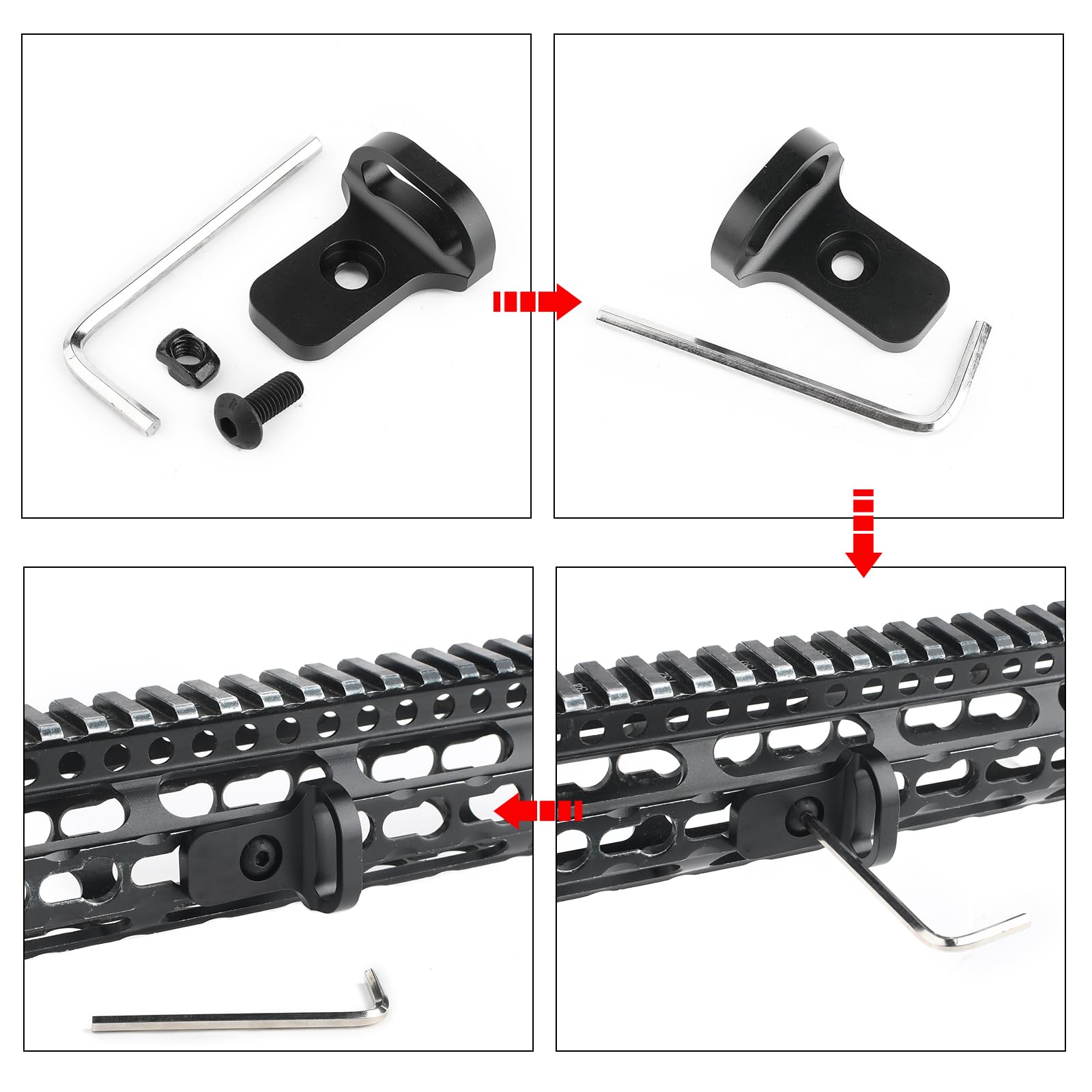 QD Sling Swivel Mount, Adattatore per Cingia Tattico QD, Tactical QD Sling Mount Sgancio rapido Sgancio per Mlok/Keymod Rail System (Nero)