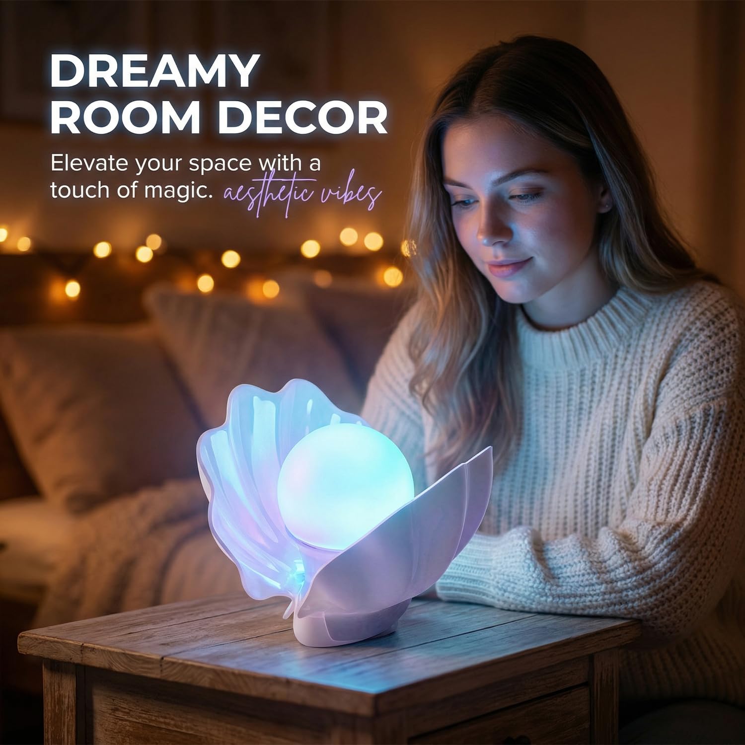 Luz nocturna para niños, luz de concha de bebé con modo de cambio de 7 colores y atenuación continua, lámpara de noche táctil de silicona suave sin BPA, luz nocturna recargable para