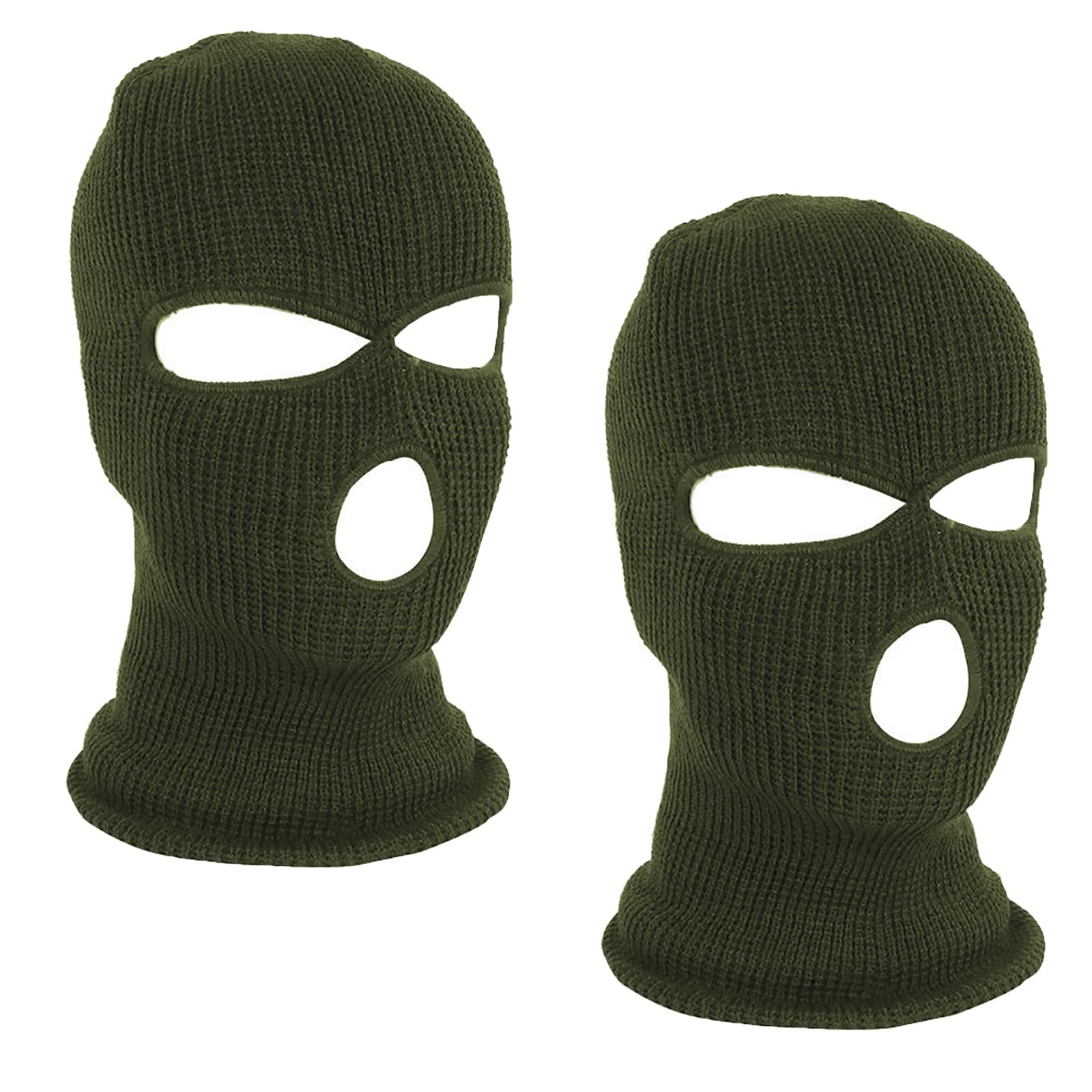 2 szt. Balaclava – 3-otworowa maska sztormowa, dzianinowa kominiarka, zieleń wojskowa, wielofunkcyjna maska, czapka narciarska do motocykla i roweru, zieleń wojskowa + zieleń wojskowa
