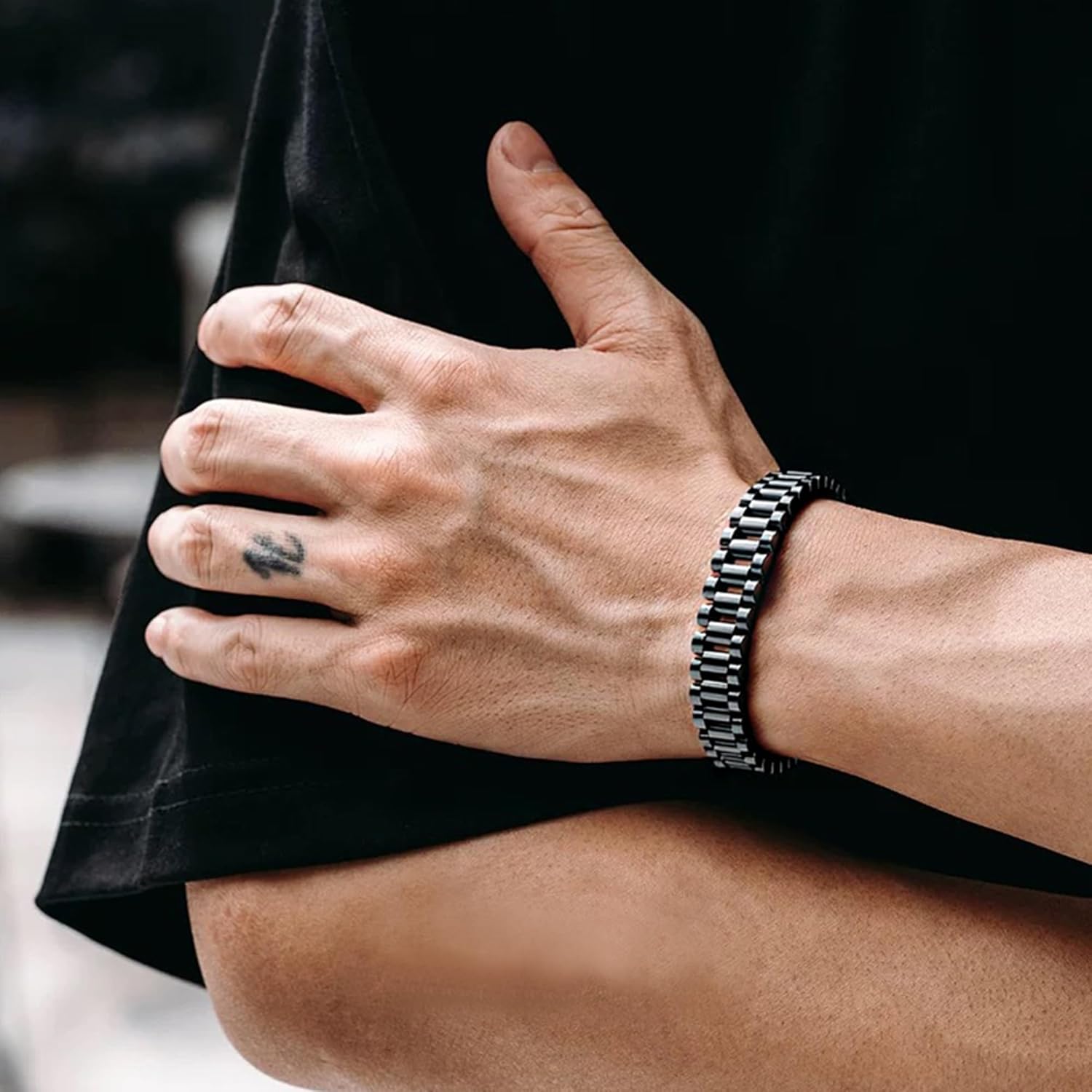 Replacement Watch Band with Width Size 10mm 12mm, Adjustable Crystal Steel Bracelet for Apple Watch Samsung Fitbit,5 Colors Gold Silver Rose Gold Black Two-Tone,Gift For Men Women - Image 2