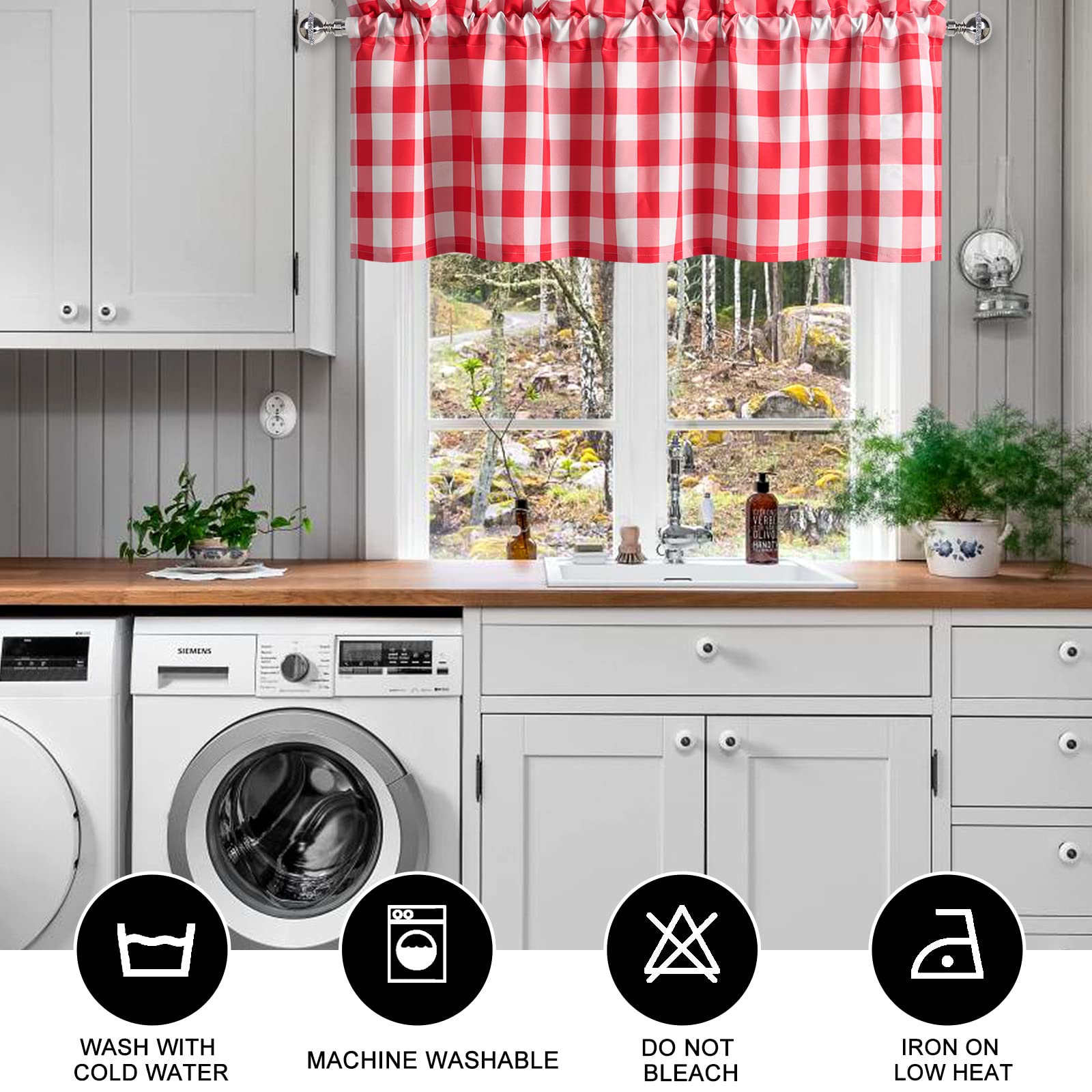 Aazon.co: Hiasan Buffalo Plaid Curtains Valances For Windows - Sei