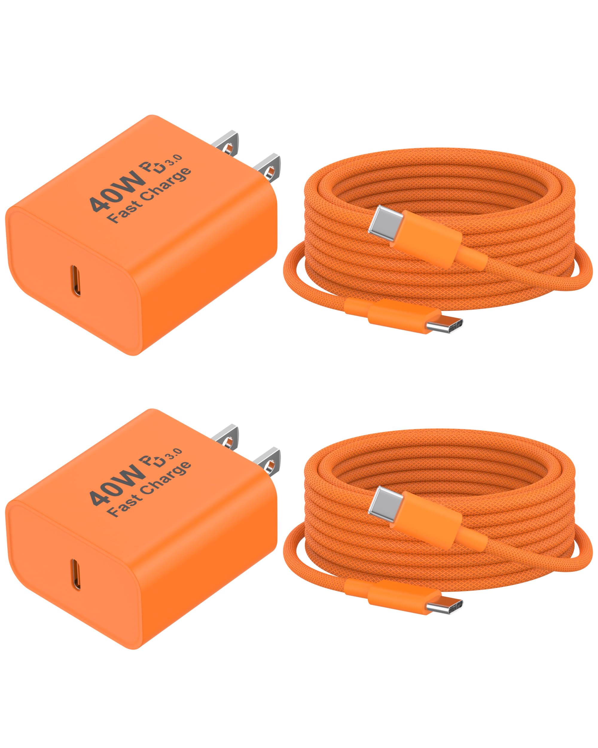 Photo 1 of [Apple MFi Certified] iPhone 17 Charger Fast Charging, 2 Pack PD 40W USB C Apple Charger Block with 6FT Woven Type C to C Charging Cable Cord for iPhone 17/17 Pro/17 Pro Max/Air/16/15/16 15 Pro Max
