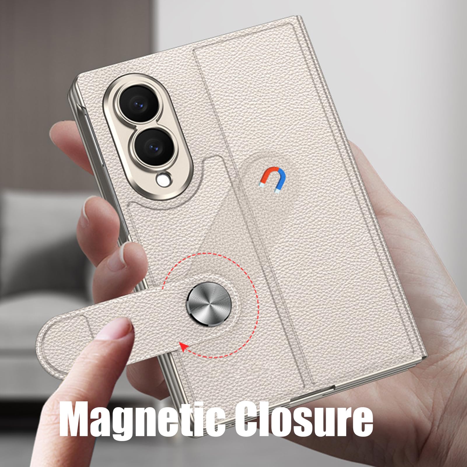 Etui z klapką do Samsung Galaxy Z Fold 8, pełna osłona skórzana funkcja stojaka etui folia ekranowa odporna na zarysowania osłona, zielona, składana 8