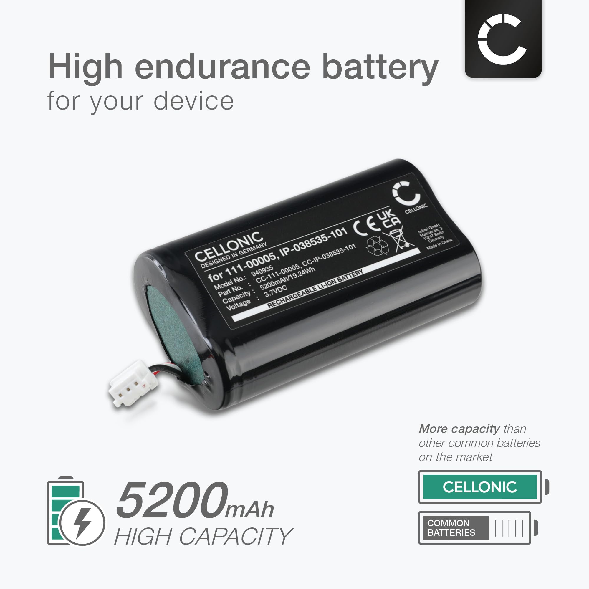 CELLONIC 1x Batería para Altavoz Compatible con Sonos Roam, 111-00005 - (5200mAh, 3.7V)