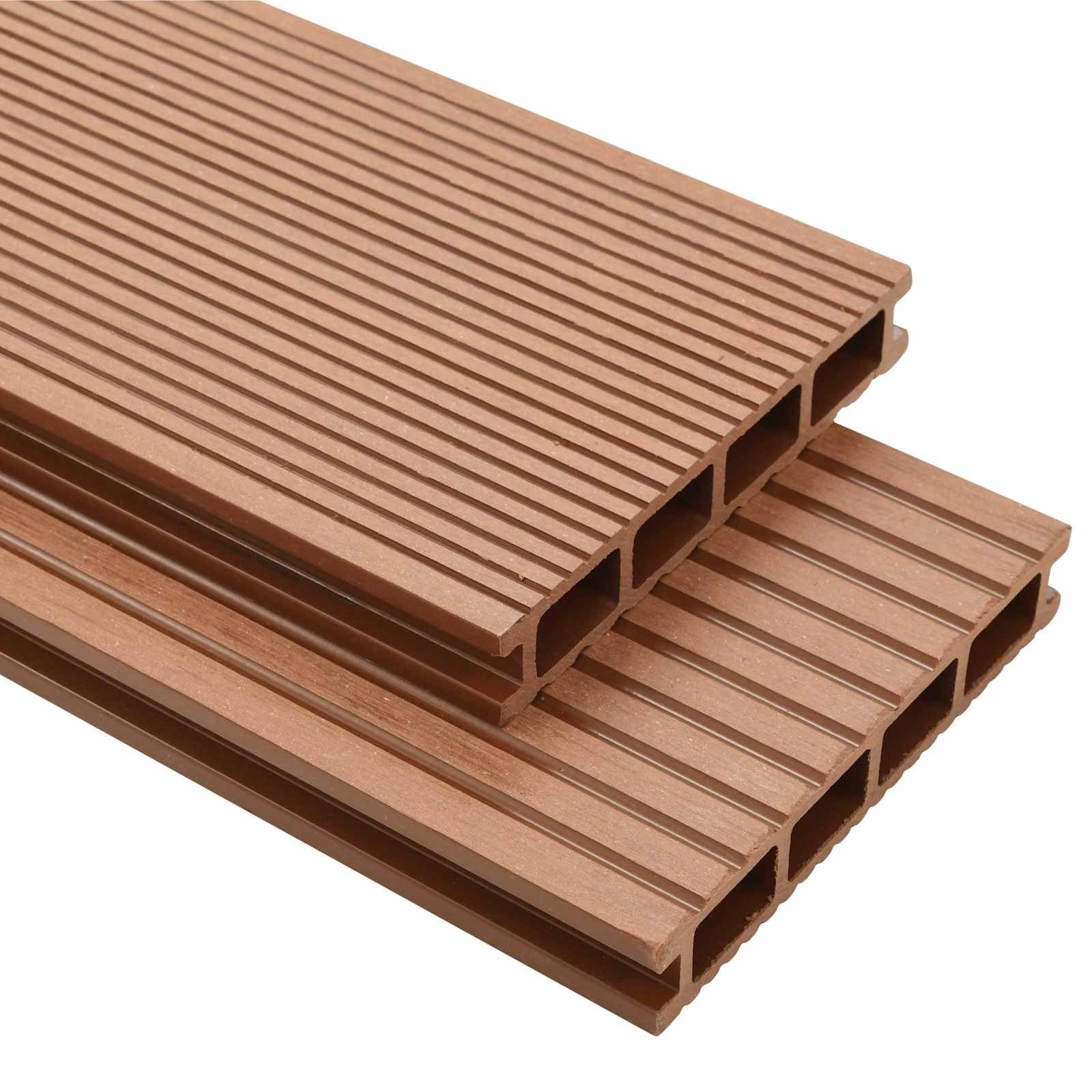 Deska tarasowa WPC 220 x 15 x 2,5 cm, zestaw 120 sztuk z klipsem startowym ze stali nierdzewnej, z uchwytem dystansowym z tworzywa sztucznego, śruby do ogrodu, na taras, balkon, elastyczne