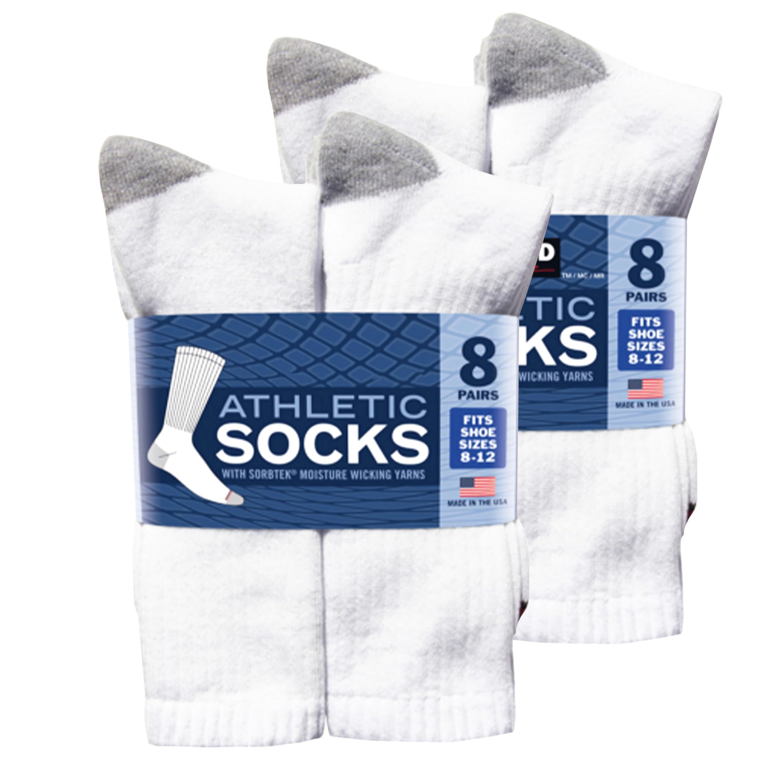 Blue Ribbon 16 pairs total Kirkland Signature Men's Athletic Socks - 8 Pairs White (Pack of 2)