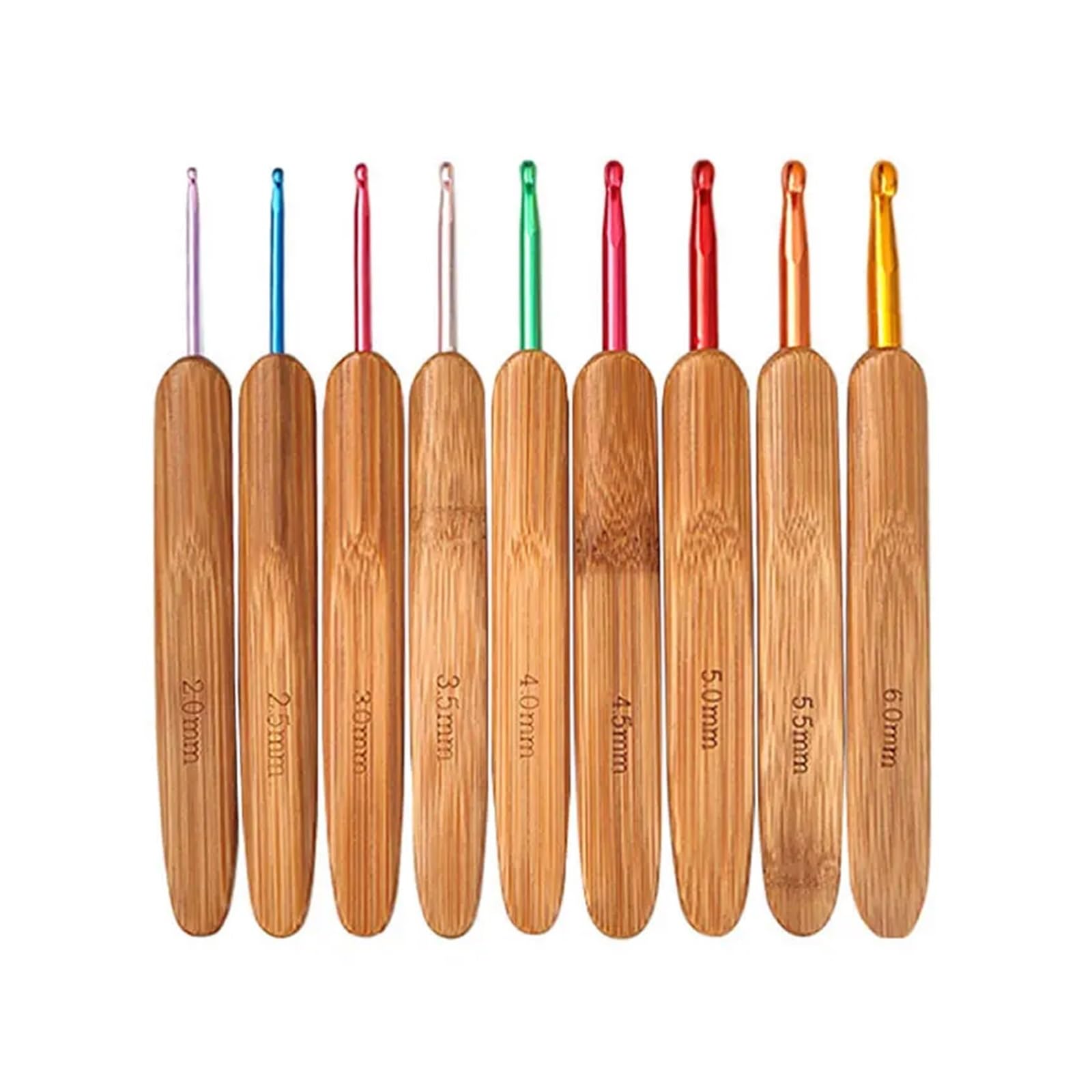 L6NqIAG Crochet Kit Bamboo Crochet Hooks Set Knitting Needles Weave Tools Yarn Accessories for Tool(9pcs Crochet Hooks)