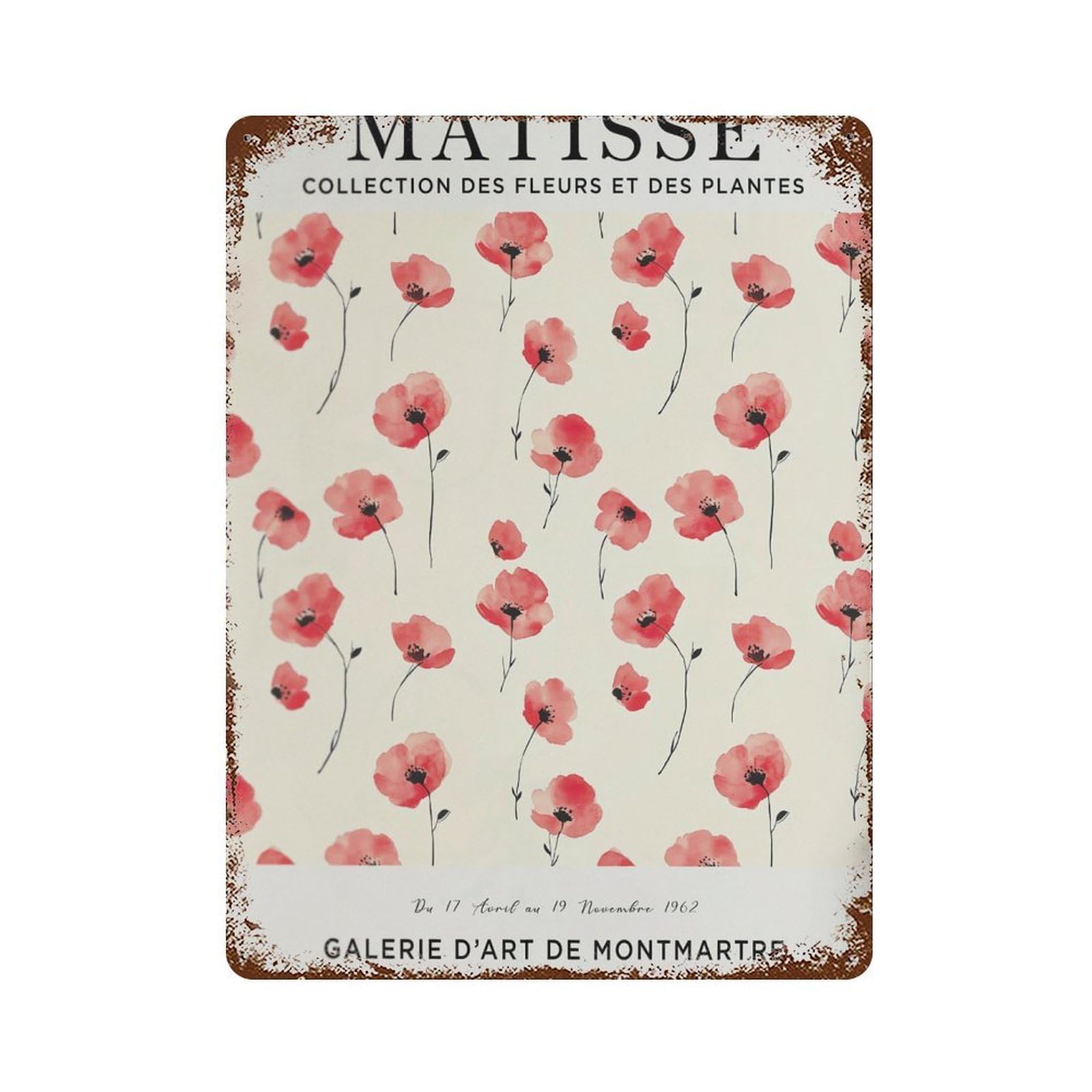 xiaoxiaoshen Henri Matisse Flower Red Flower. Market Plant. Botanical Wall Decor Art Metal Tin Poster Modern Home Decor Art Home Bar Shop Decorations Vintage Sign 40x30cm