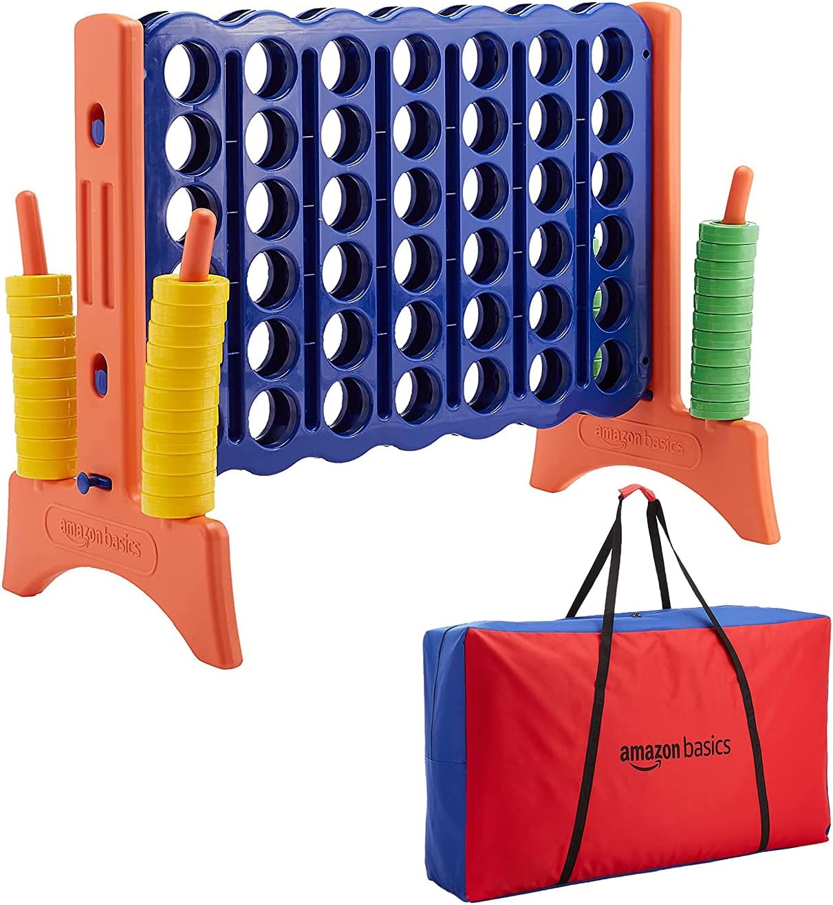 Junior 4-to-Score Giant Premium Plastic Party Game for Kids & Adults, Indoor & Outdoor, BPA-Free with Carrying Bag, Blue, Yellow, Red, Green, Large