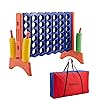 Amazon Basics Junior BPA-Free 4-to-Score Giant Premium Plastic Games Set, 4 in A Row for Kids and Adults with Carrying Bag, Great For Gifting, Variety of Colors, Blue, Yellow, Red, Green, Large