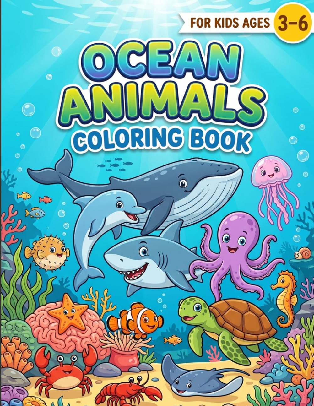 Ocean Animals Coloring Book for Kids Ages 3–6: Fun and Easy Sea Animal Coloring Pages Featuring Dolphins, Whales, Sharks, Turtles, Octopuses, and More ... (Little Explorers Animal Coloring Series)