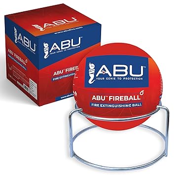 Abu Fireball Fire Extinguisher Ball with Steel Stand - Standard Size (152 mm Diameter) 1PC | Fire Safety Ball for Office, School, Warehouse, Home | Self Activated fire Ball