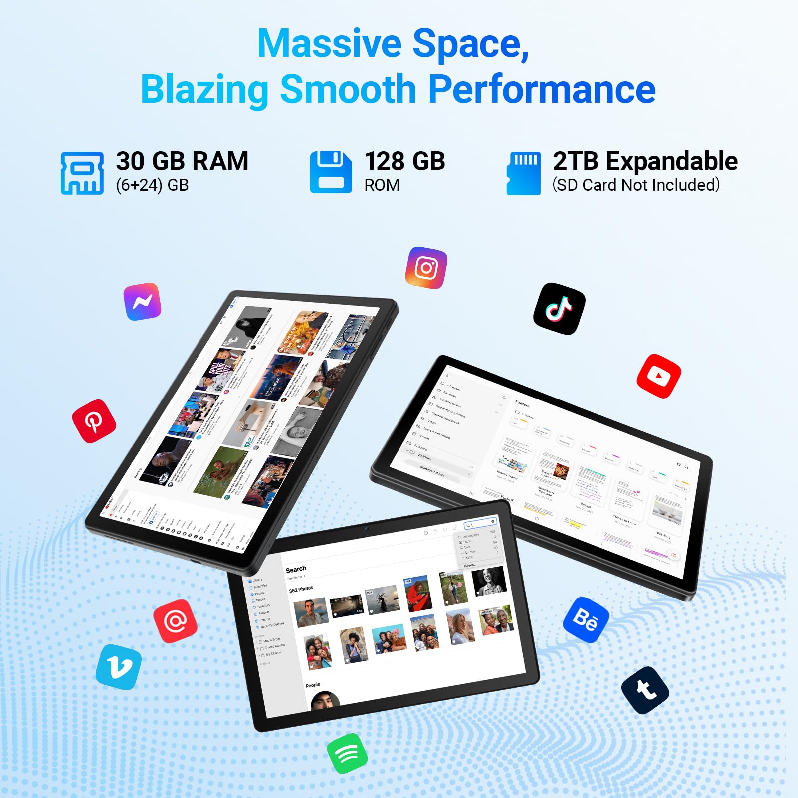 Vekoy Tablet 10 Pollici Android 15 Certificato GMS, 30GB RAM + 128GB ROM (2TB TF), Octa-Core, 6200mAh, 1280x800 HD, WiFi 6, BT 5.3, Widevine L1, Fotocamera 5MP+8MP, Tablet PC, Grigio – 2026 - 4