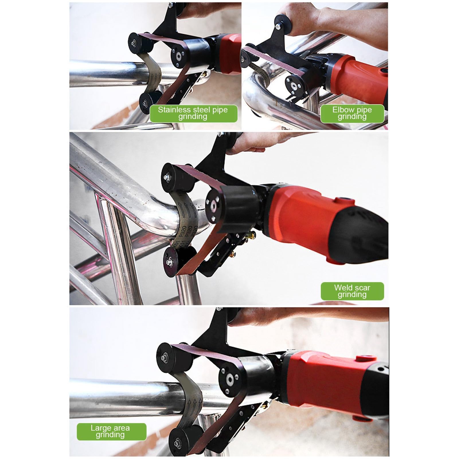 minimumi Belt Sander DIY Sanding Machine Stainless Steel Tube Pipe Polisher Grinder Tool M14 for Welding, Rust Removal, Polishing, Grinding, Deburring, and Paint Removal (M14)