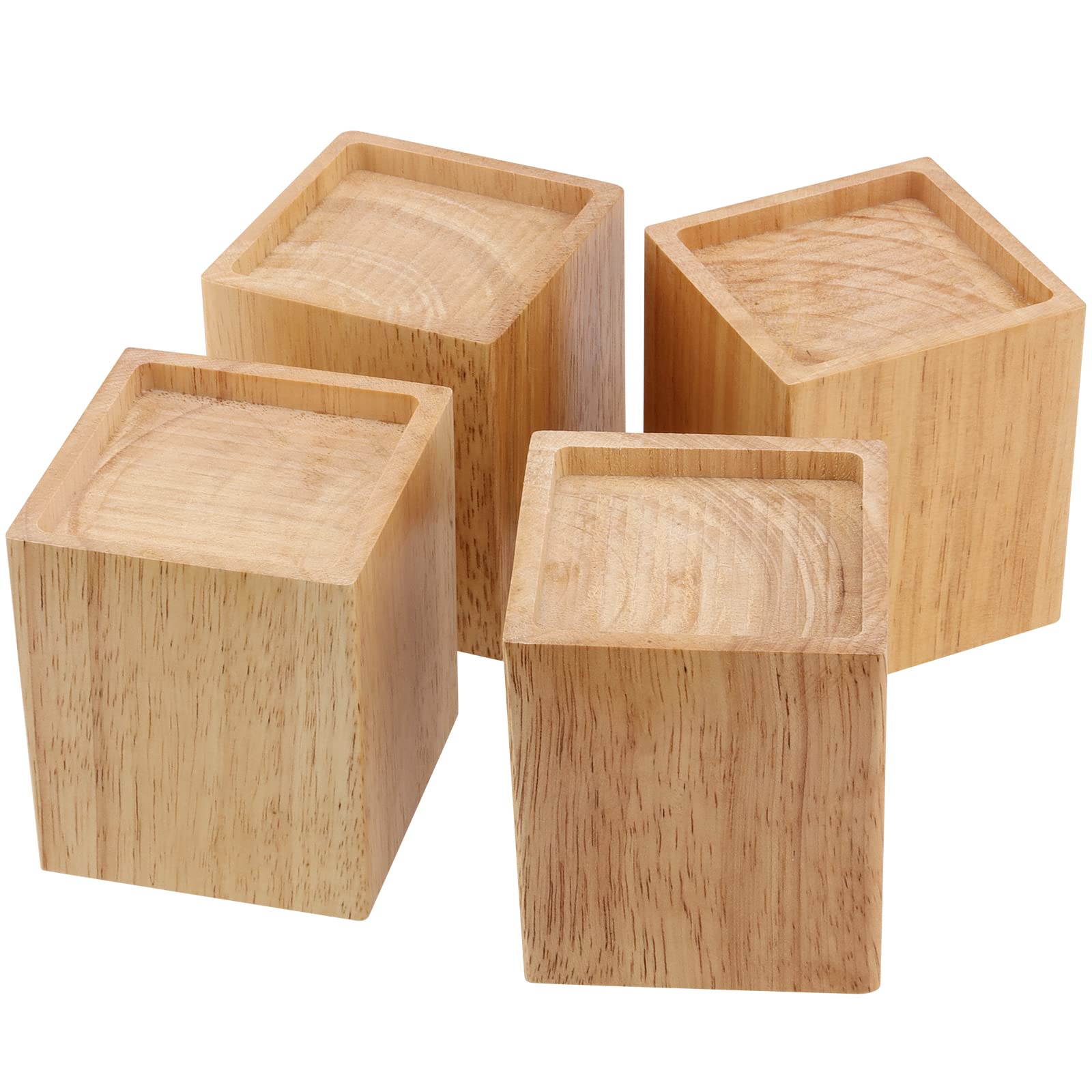 HOZEON Paquete de 4 elevadores de Cama de Madera de 4 Pulgadas, elevadores de Muebles Resistentes, elevadores de Muebles de Madera, Extensores Cuadrados para sofá, Cama, Silla, marrón Oscuro