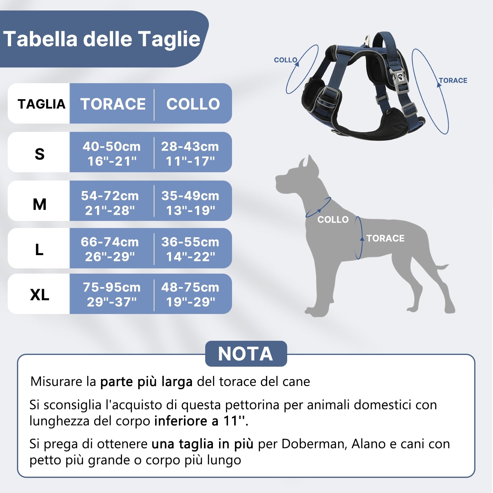 COMSLE Pettorina Cane Taglia Grande Media Piccola, Pettorina Cane ad h Riflettente, Pettorina Anti Tiro per Cani Regolabile con Doppio Anello, Imbracatura Cani Traspirante, Blu Scuro, M