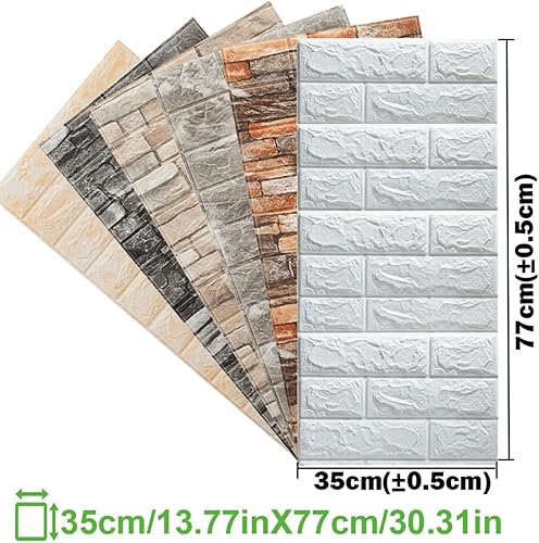 Miniatura 3 de LKXHarleya 13.78" x 30.31" 3D Texture XPE Foam Brick Wall Stickers Faux Brick Wallpaper Self Adhesive Waterproof Wall Panels for Living Room Bedroom