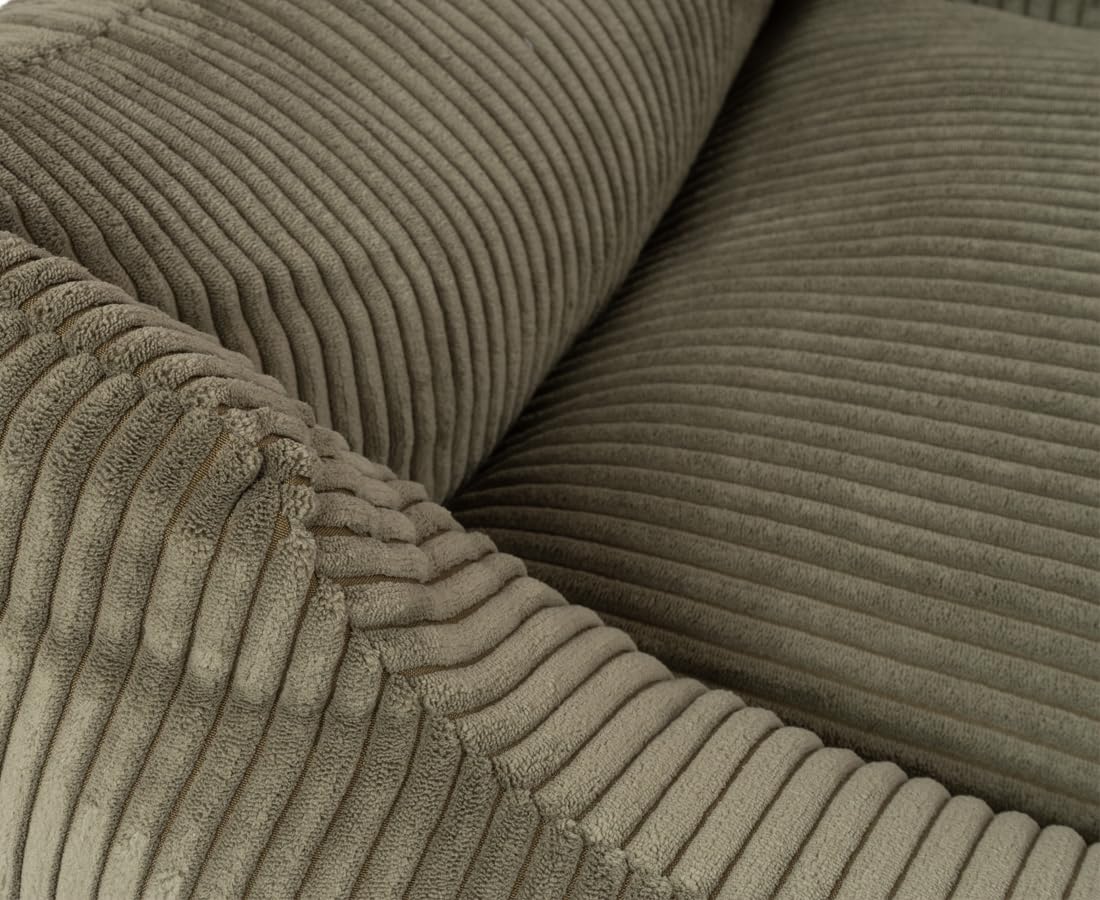 Knuffelwuff Hundebett aus Cord mit Handwebcharakter Olivia XL 105 x 75cm Khaki - Abnehmbarer Bezug - waschbar - für große, mittelgroße und kleine Hunde
