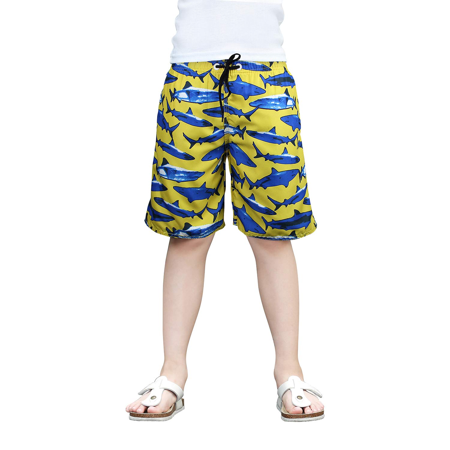QRANSS Boys Swimming Trunks Quick Dry Swim Shorts Adjustable Waist Breathable Beach Shorts 5-16 Years
