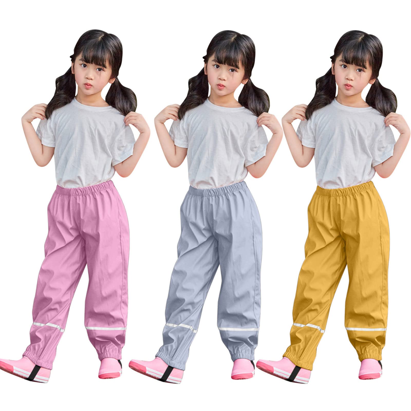 Toddler Kids Boys Girls Rain Pants Trouser Clothes Water-Proof Raincoat Windproof Rainwear Puddle-Dry Outwear Pants Grey