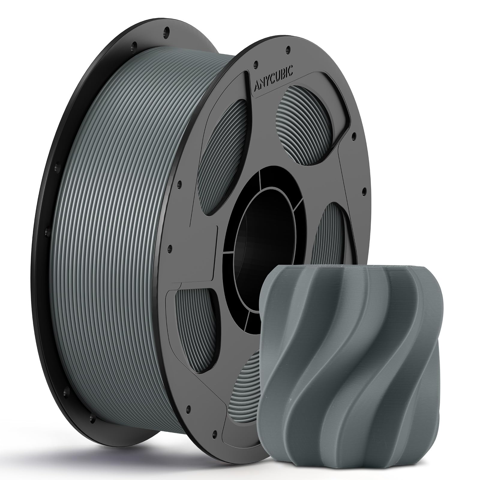 ANYCUBIC PLA+ Filament 1.75mm, Hohe Zähigkeit und Präzision -3D-Druckmaterialien, PLA Plus Intelligente Identifikation, 1KG Textur Silber