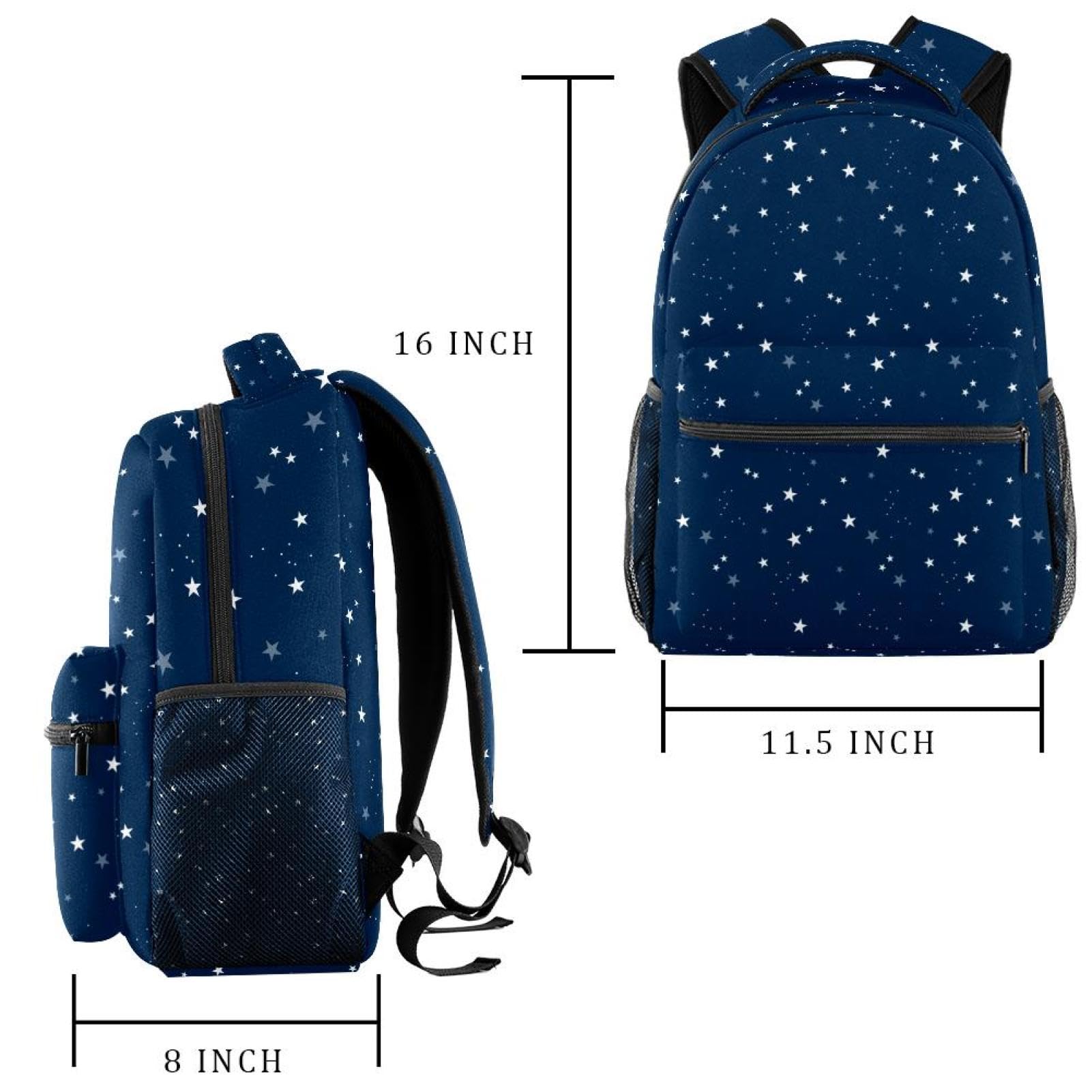 Zaino scolastico per uomini e donne, borsa da viaggio per computer portatile blu scuro con stelle, zaino leggero per università, zaino casual per libri