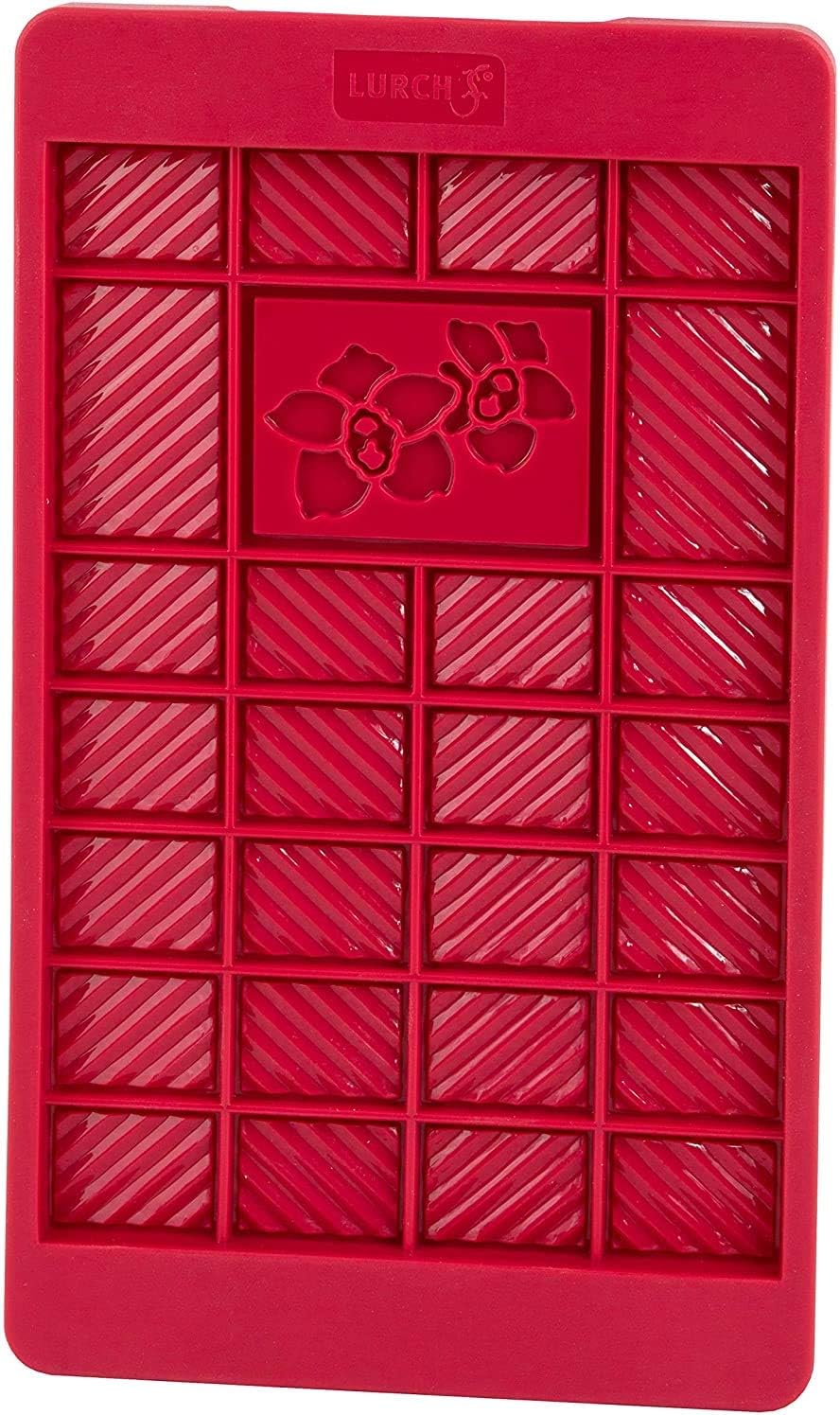 LURCH Germany FlexiForm 4.7 x 8 Inch Silicone Chocolate Bar Mold with Decor - Ruby Red