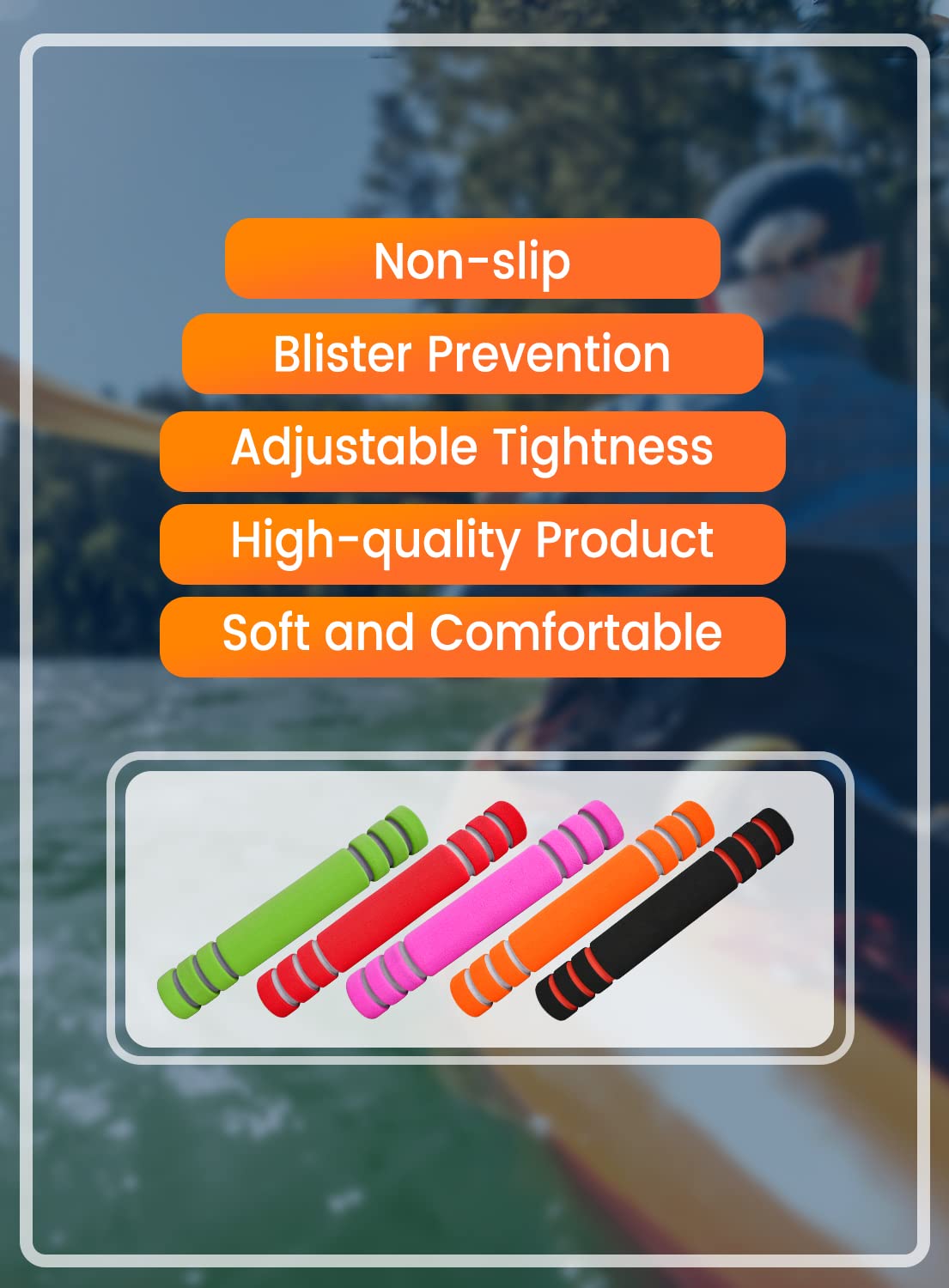 VNVM Kayak Paddle Grips 2 Pack, Kayak Grips for Paddles No-Slip Grip to Blister Calluses Prevention Paddle Accessories for Boat Canoe SUP Take-Apart Paddles