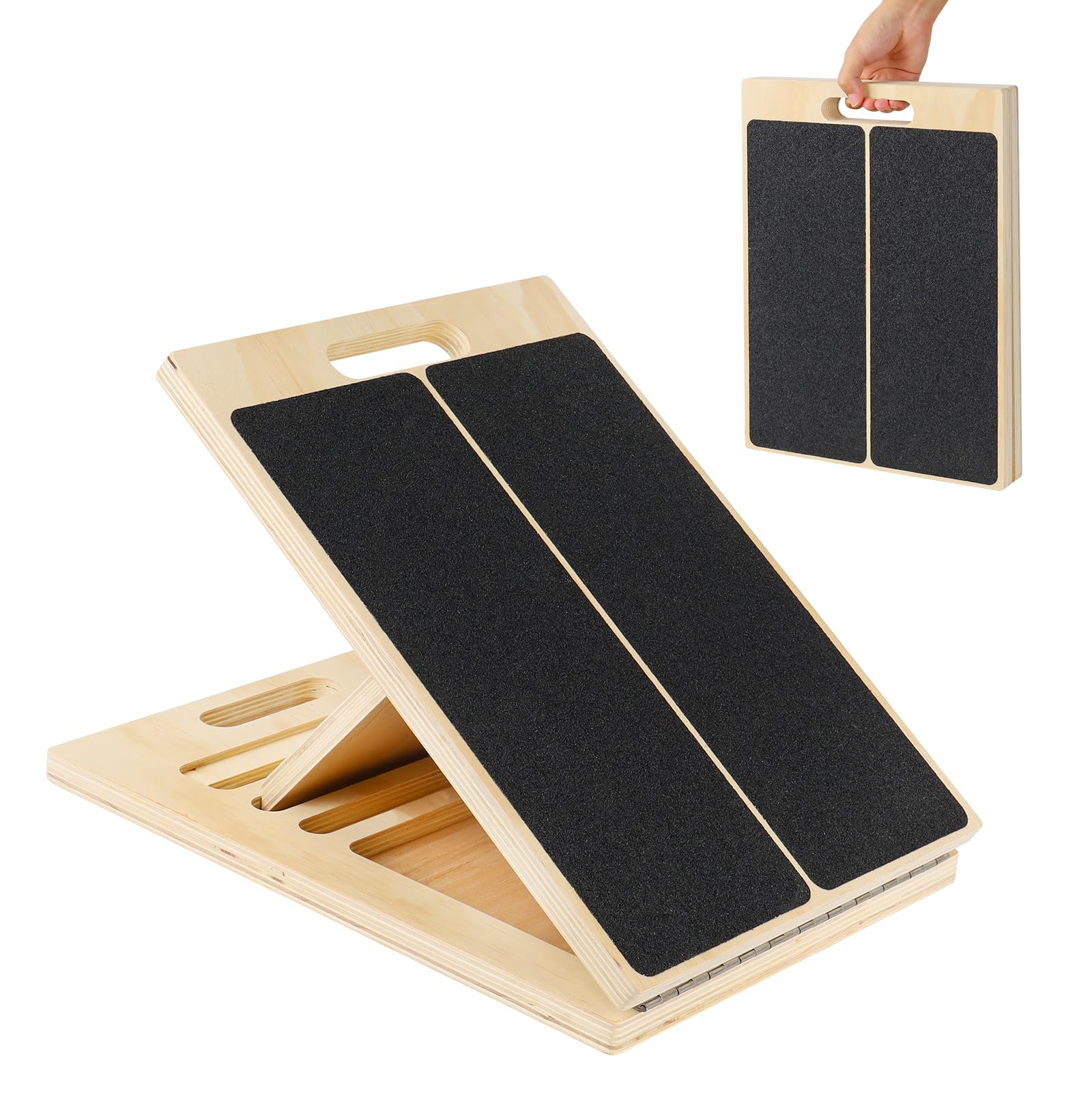 Nymblis Wooden Slant Board, Adjustable Stretch Board Incline Calf Stretch Board, Portable Stretch and Mobility Board for Squats Wedge Ankle Exercise, Calf Stretcher for Home, Gym, Office, Outdoor