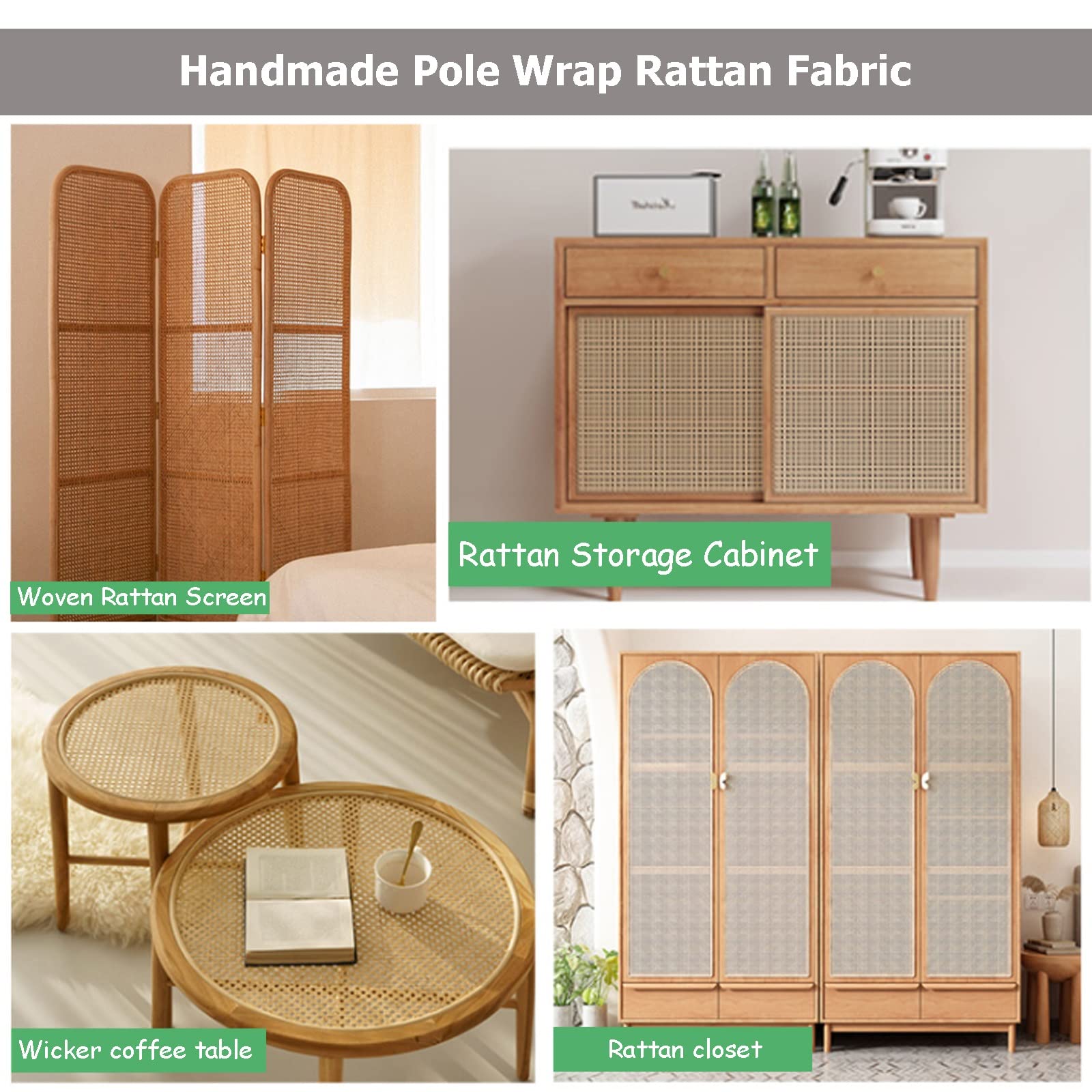 Gewebtes Offenes Natürliches Rattan Roll 60cmx2.5m Wiener Geflecht Gurtband für Caning-Projekte Möbel