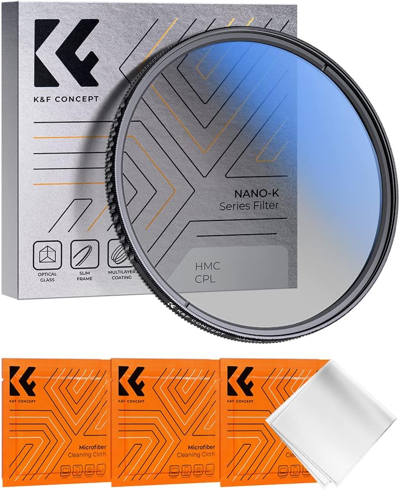 K&F CONCEPT 62mm Circular Polarizer Optical Glass Lens Filter Ultra-Slim 18 Multi-Layer Coatings Circular Polarizing Filters for Camera Lens (K Series)