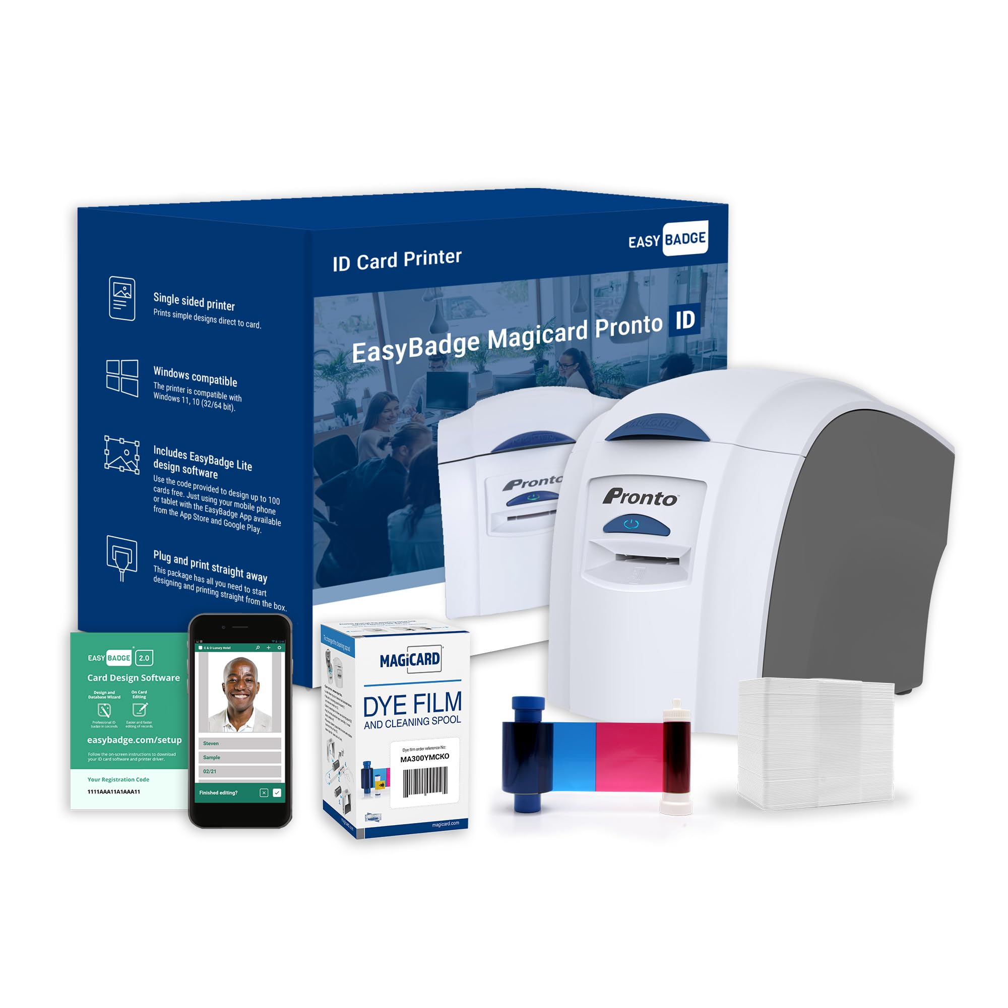 Magicard Pronto ID Card Printer with Badge Printing Accessories
