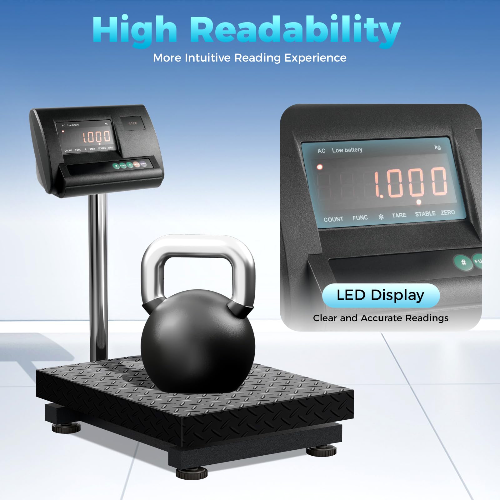 5000LBS High Accuracy Indicator Bench Scale, High Accuracy Livestock Scale Kit, Waterproof Floor Scale Weight Indicator Animal Scale Kit