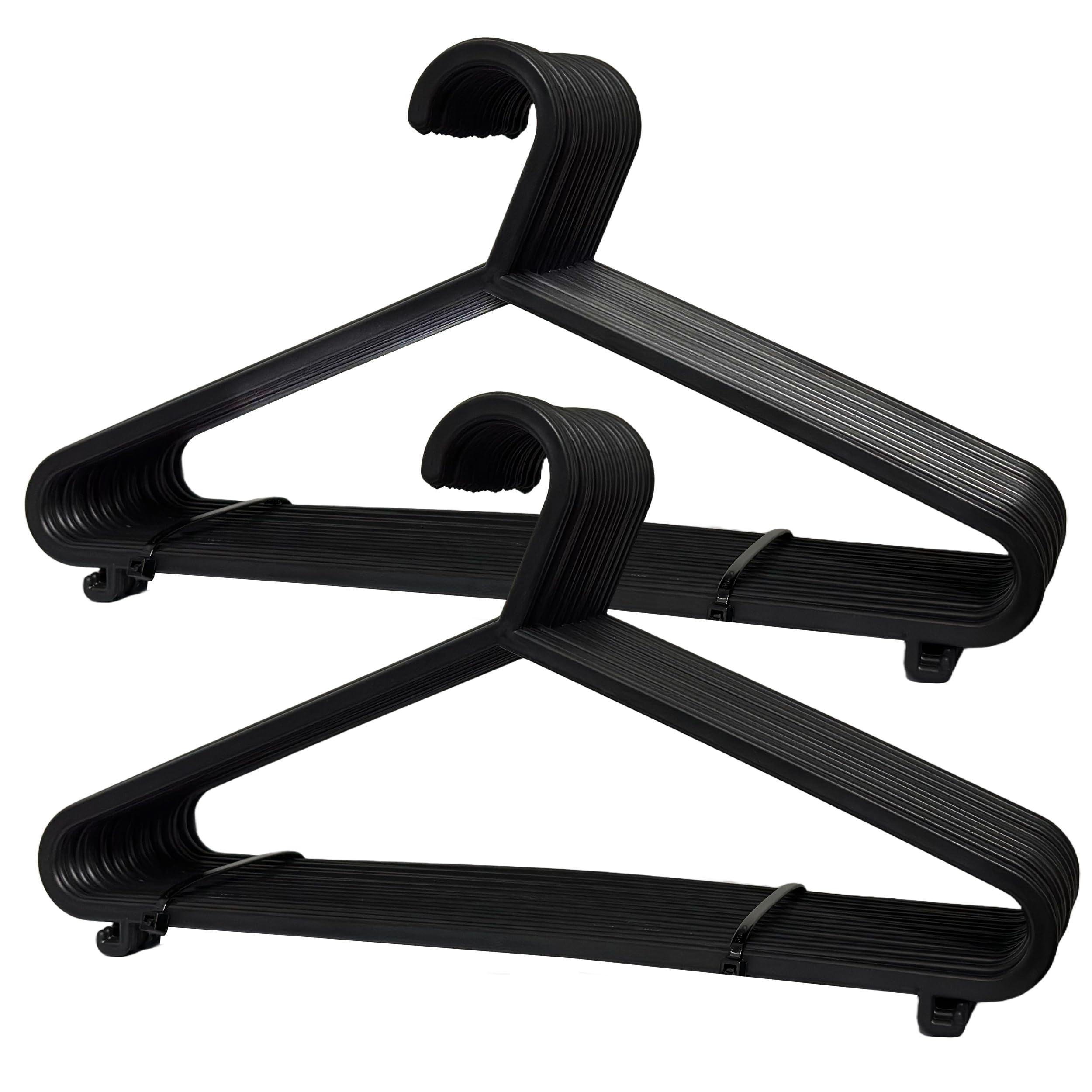 50 x Adult Black Coat Hangers Hanger Coathanger Strong Plastic Clothes Trousers