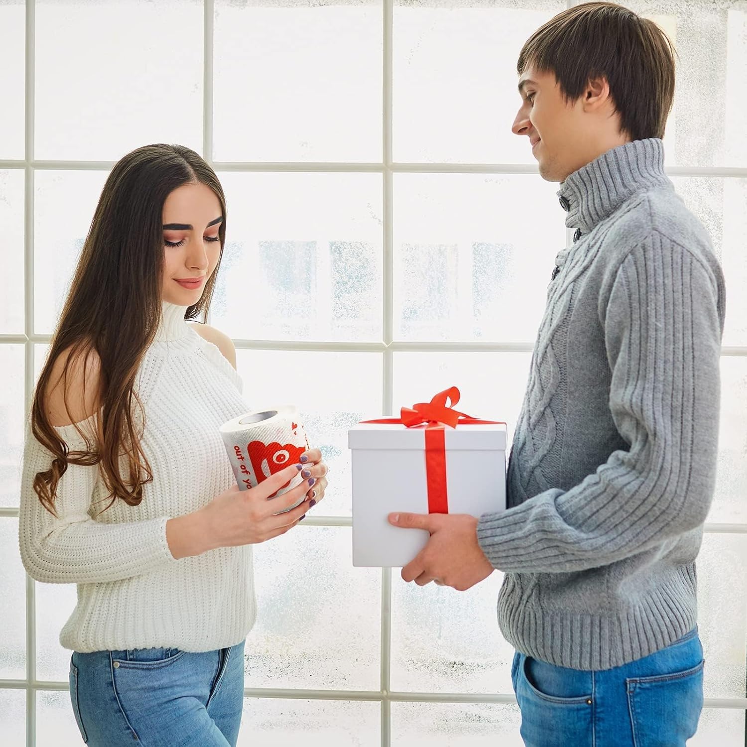 Happy Anniversary Toilet Paper Roll Funny 1st Anniversary for Men and Women Valentines Funny Novelty Wedding or Dating One Year Present for Him or Her Party Decorations Supplies