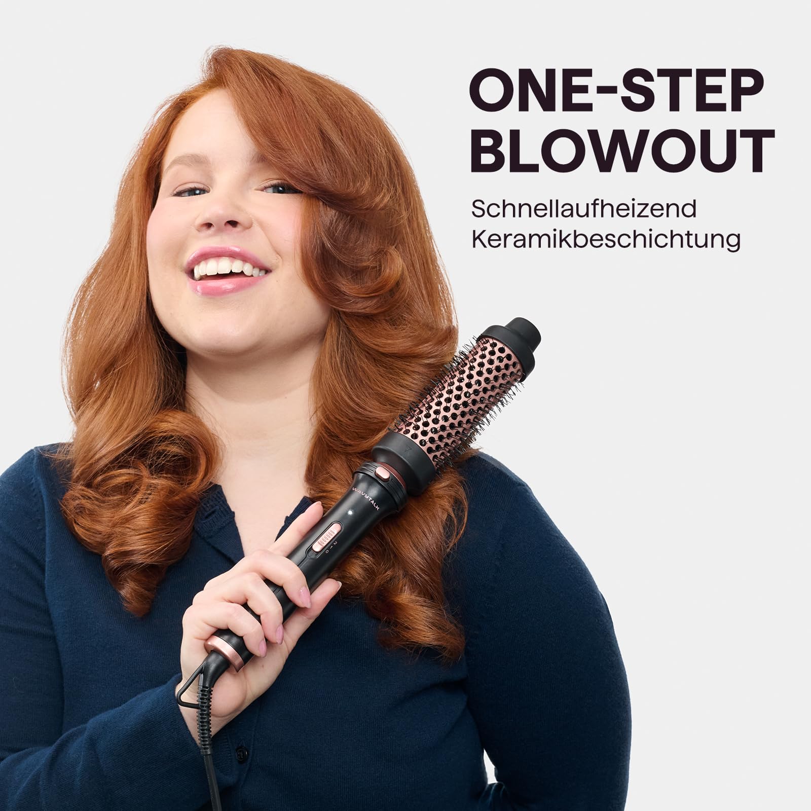 Wavytalk Lockenstab 5-in-1 mit Thermobürste für Große und Kleine Locken | Thermobürste + 4 Lockenaufsätze 13–32 mm für Blowouts und Verschiedene Stylings, 150–210 °C, 30 Sek Aufheizzeit, Dualspannung